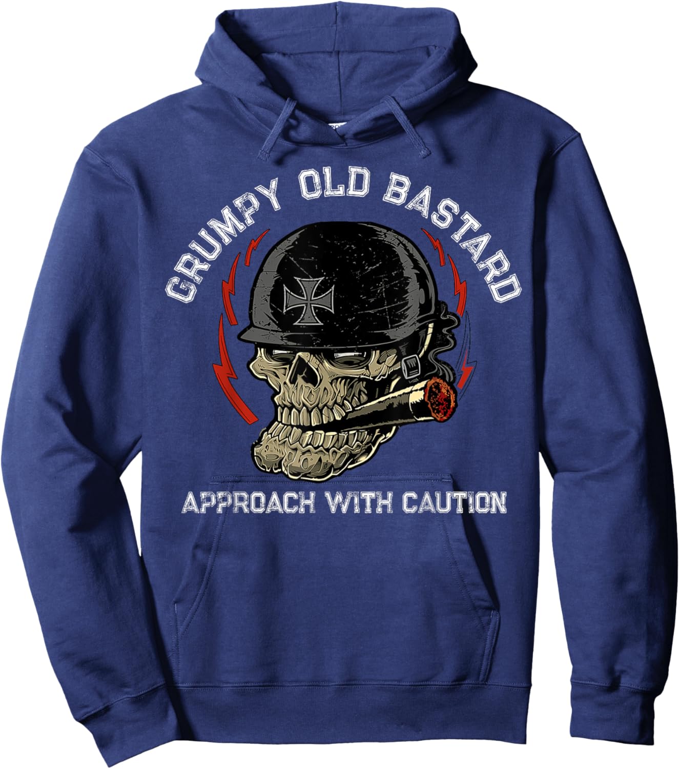 Grumpy Old Bastard Approach With Caution Hoodie - Hoodie | Navy