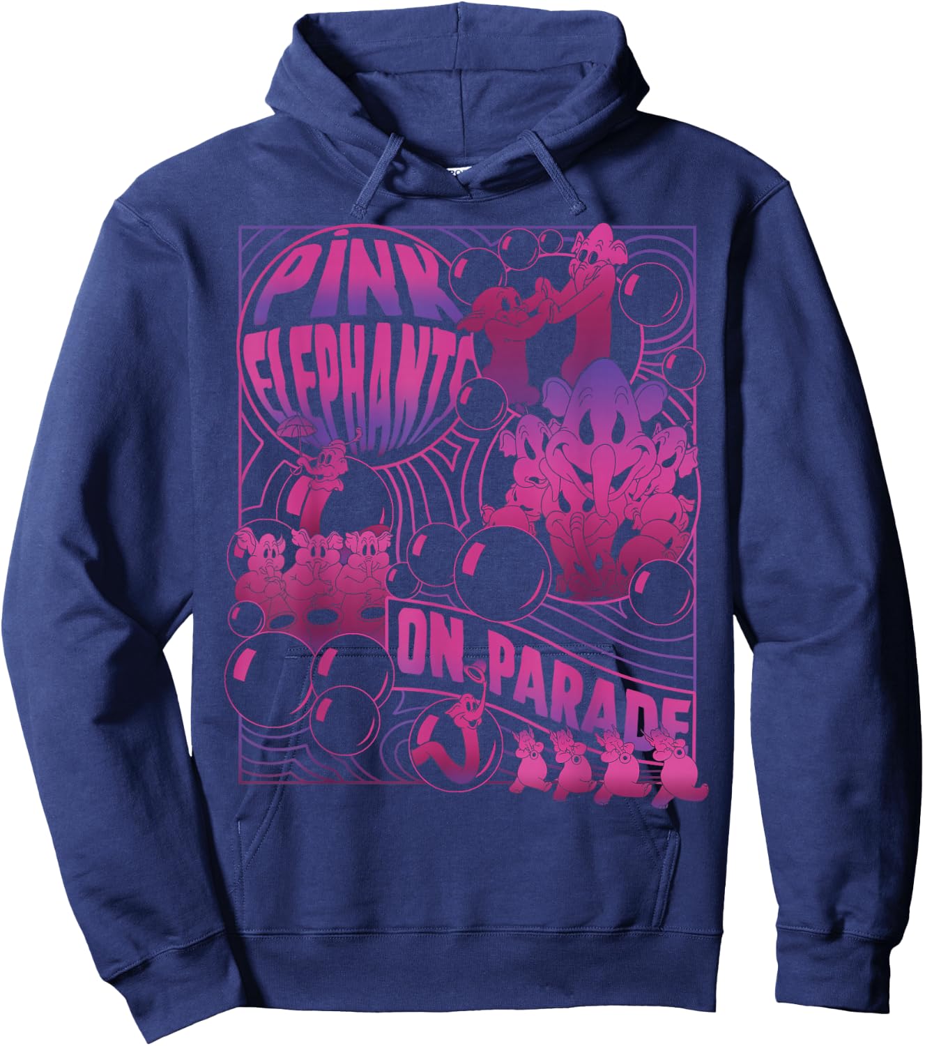 Disney Dumbo Pink Elephants On Parade Small Hoodie - Hoodie | Navy