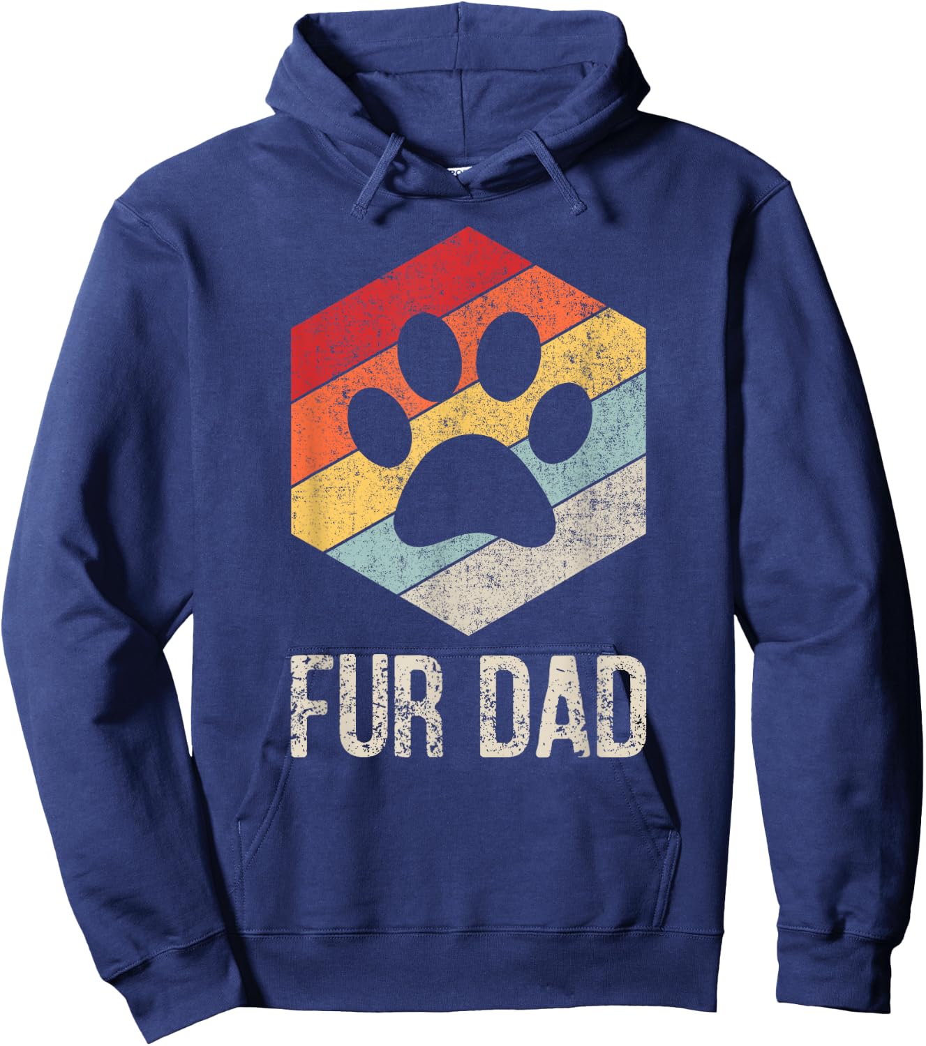 Funny Fur Dad Vintage Retro Dog and Cat Owner Hoodie - Hoodie | Navy