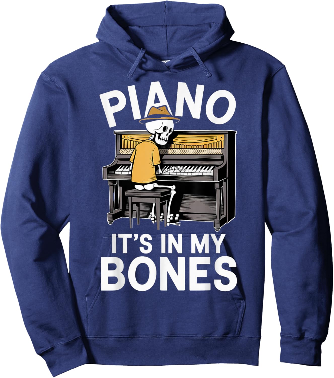 Funny Pianist Skeleton Playing Piano Hoodie - Hoodie | Navy