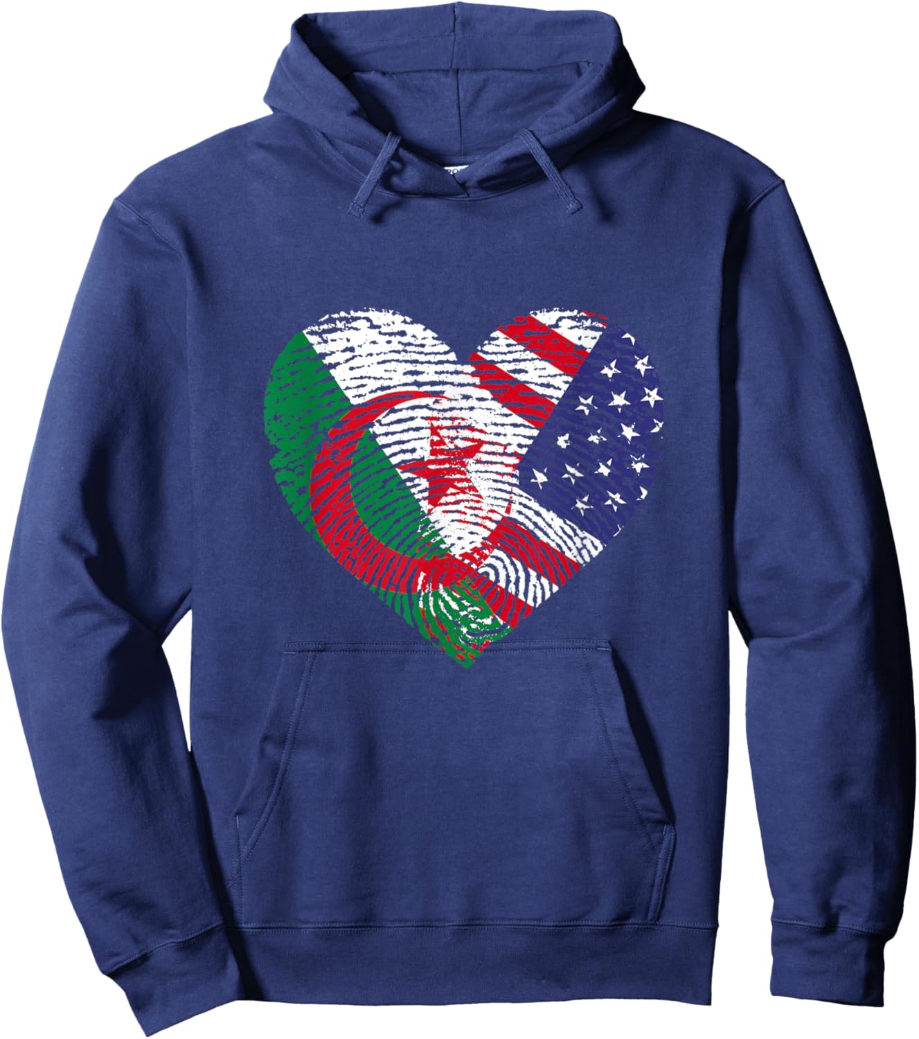 Algerian American Fingerprint Flags Hoodie - Hoodie | Navy