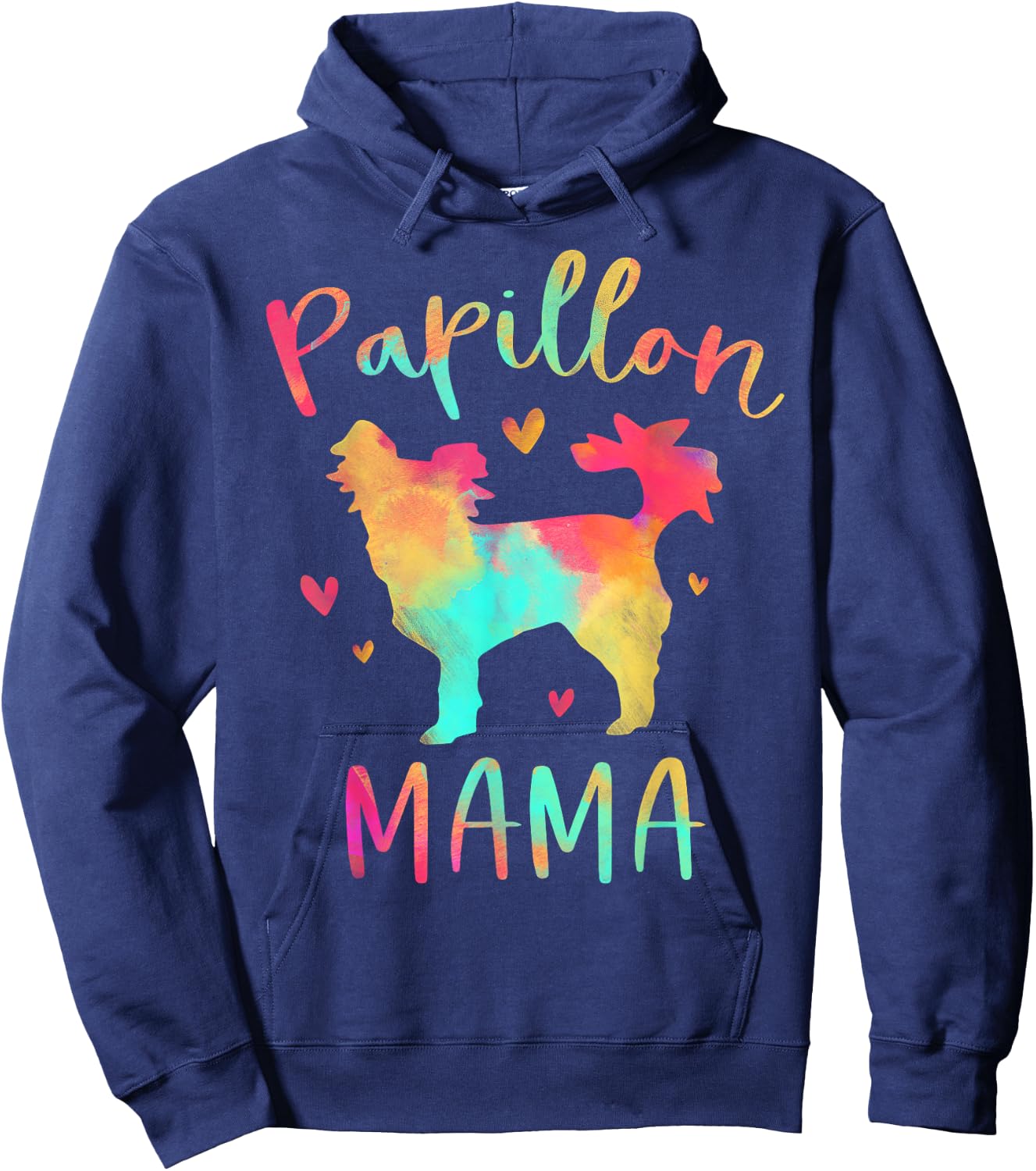 Papillon Mama Colorful Papillon Gifts Dog Mom Hoodie - Hoodie | Navy
