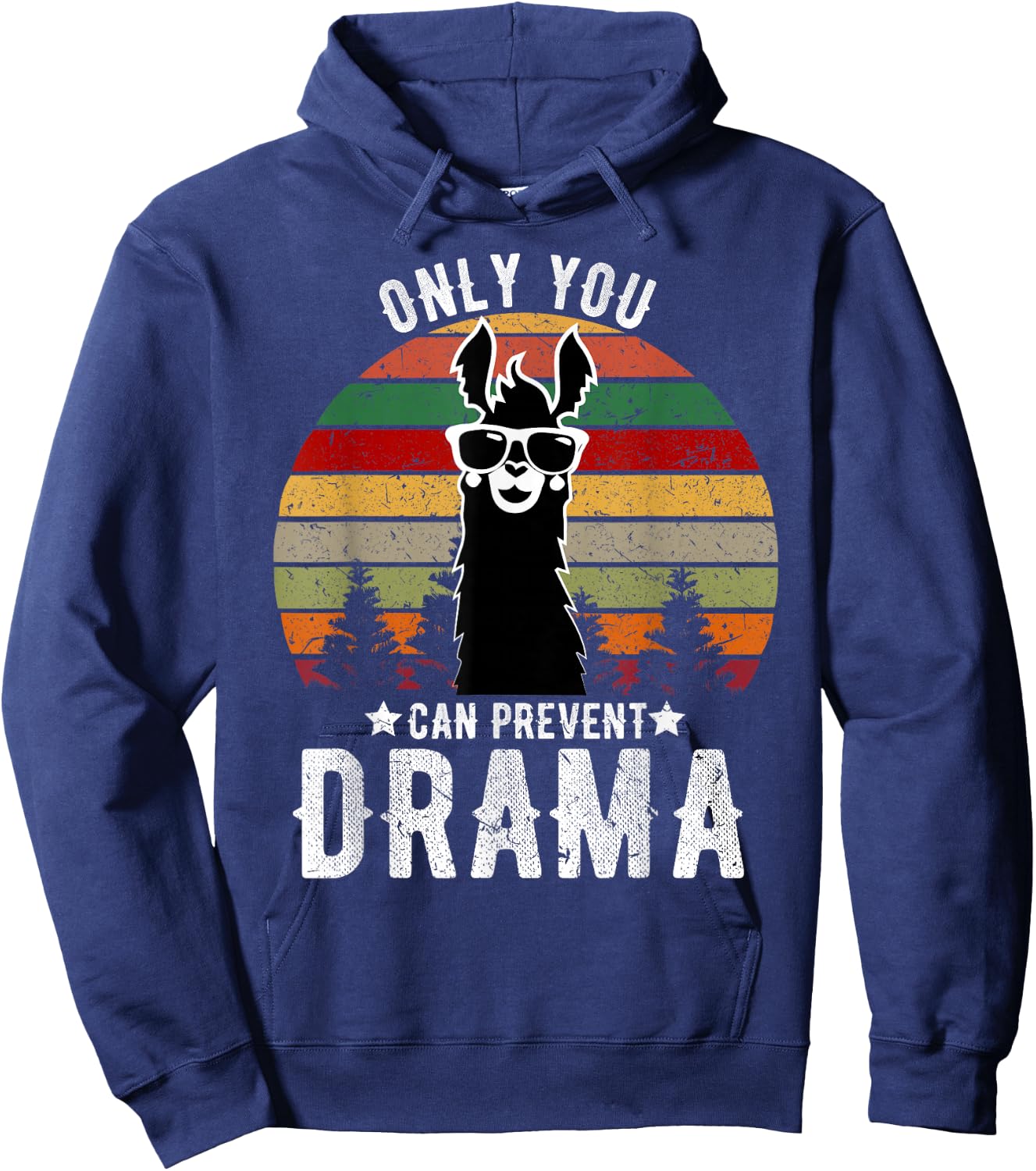Vintage Only you can prevent drama Llama Hoodie - Hoodie | Navy