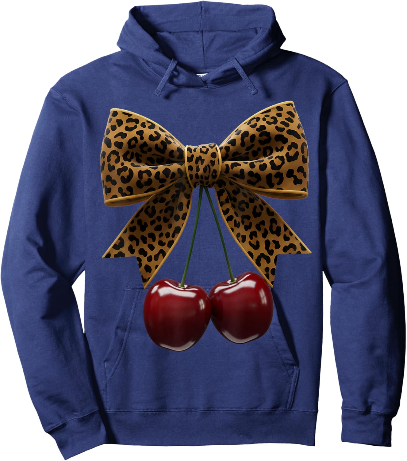 Cherry Bow Coquette Red Cherries Fruits Hoodie - Hoodie | Navy