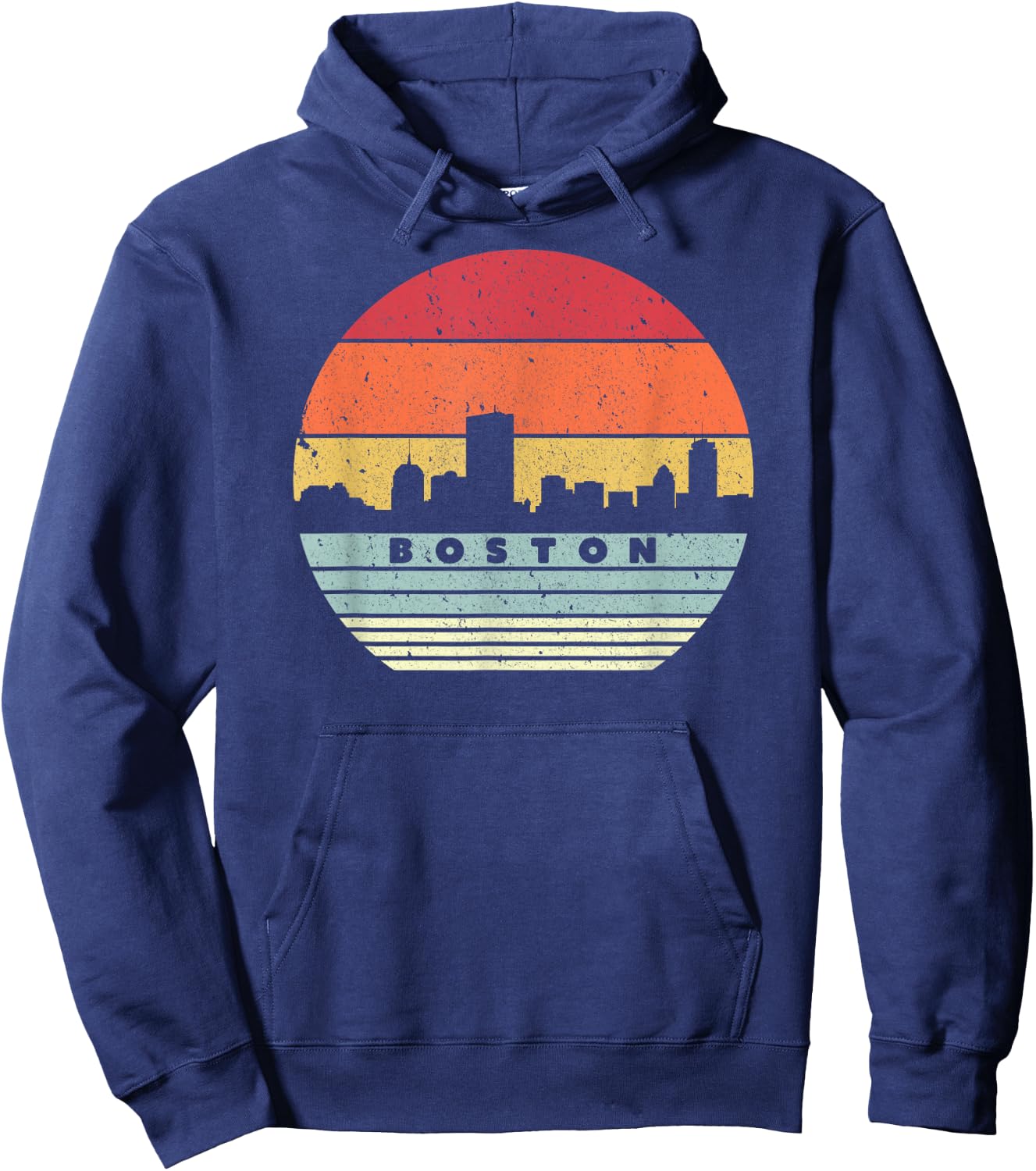 Boston Souvenir Shirt. Retro Style USA Skyline Hoodie - Hoodie | Navy