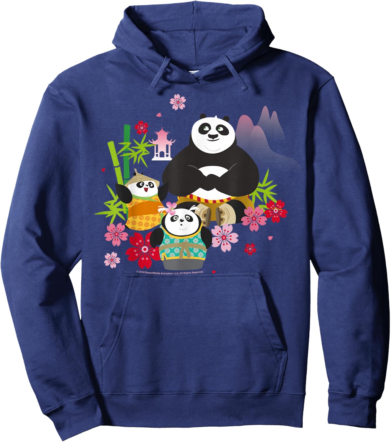 Kung Fu Panda Adult Blue Floral Hoodie - Hoodie | Navy