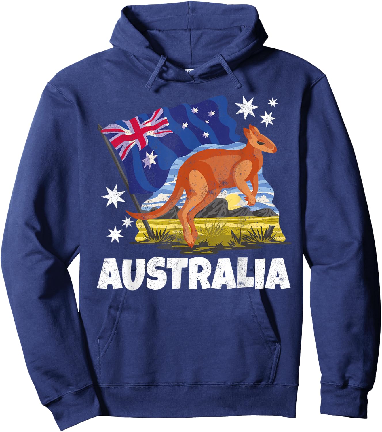 Kangaroo Patriotic Australian Flag Australia Hoodie - Hoodie | Navy