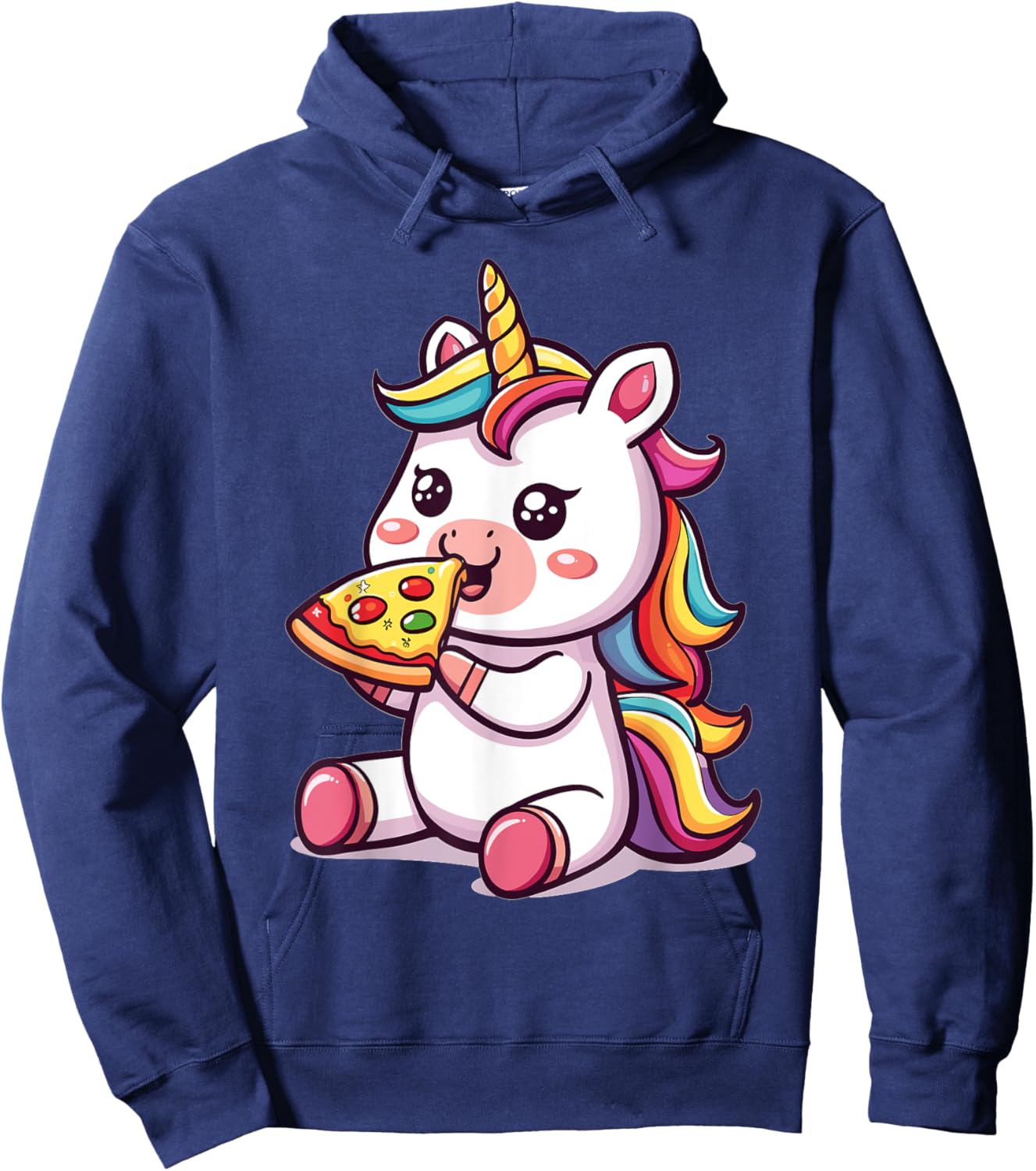 Funny Unicorn eating Pizza Graphic Hoodie - Hoodie | Navy