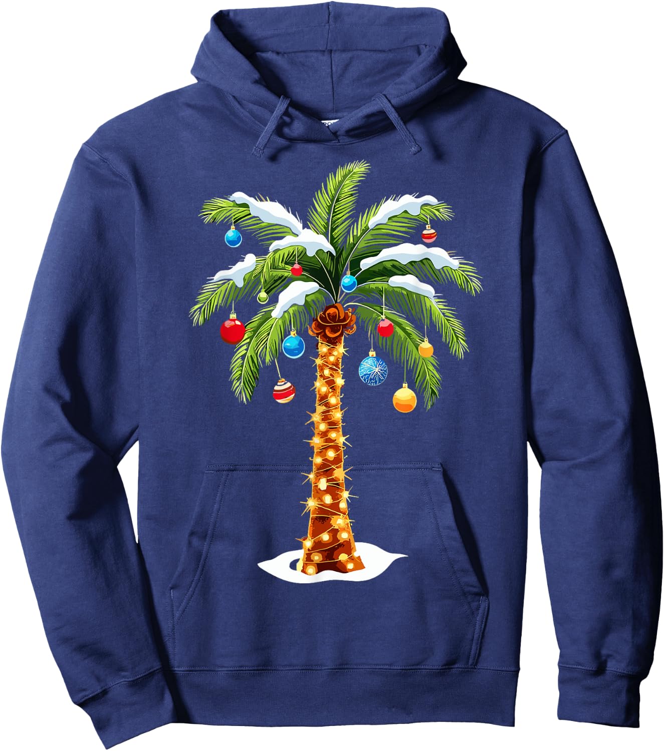 Christmas Palm Tree Hawaiian Tropical Xmas Hoodie - Hoodie | Navy