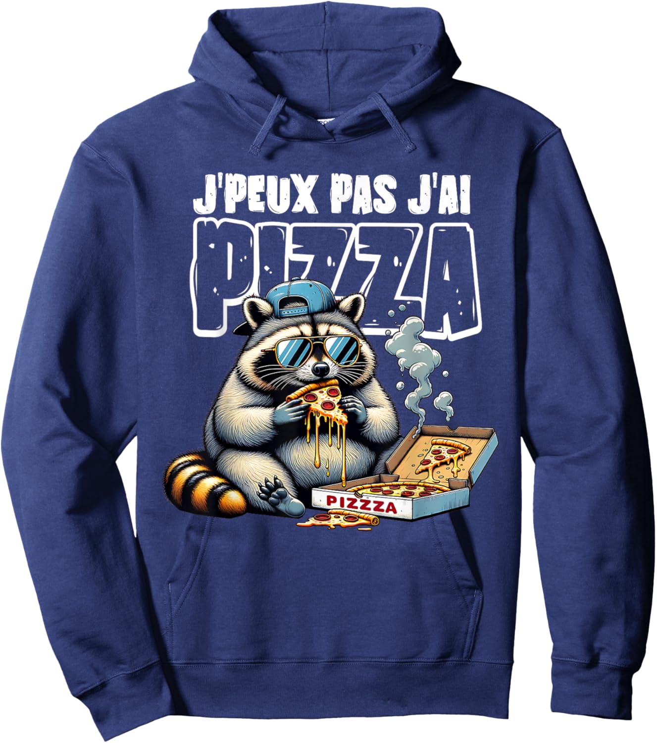 PIZZA Humour | J'peux pas j'ai PIZZA , Black, S Hoodie - Hoodie | Navy