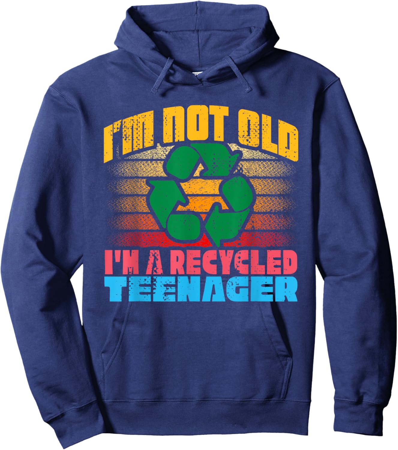 Recycled Teenager Retro Hoodie - Hoodie | Navy