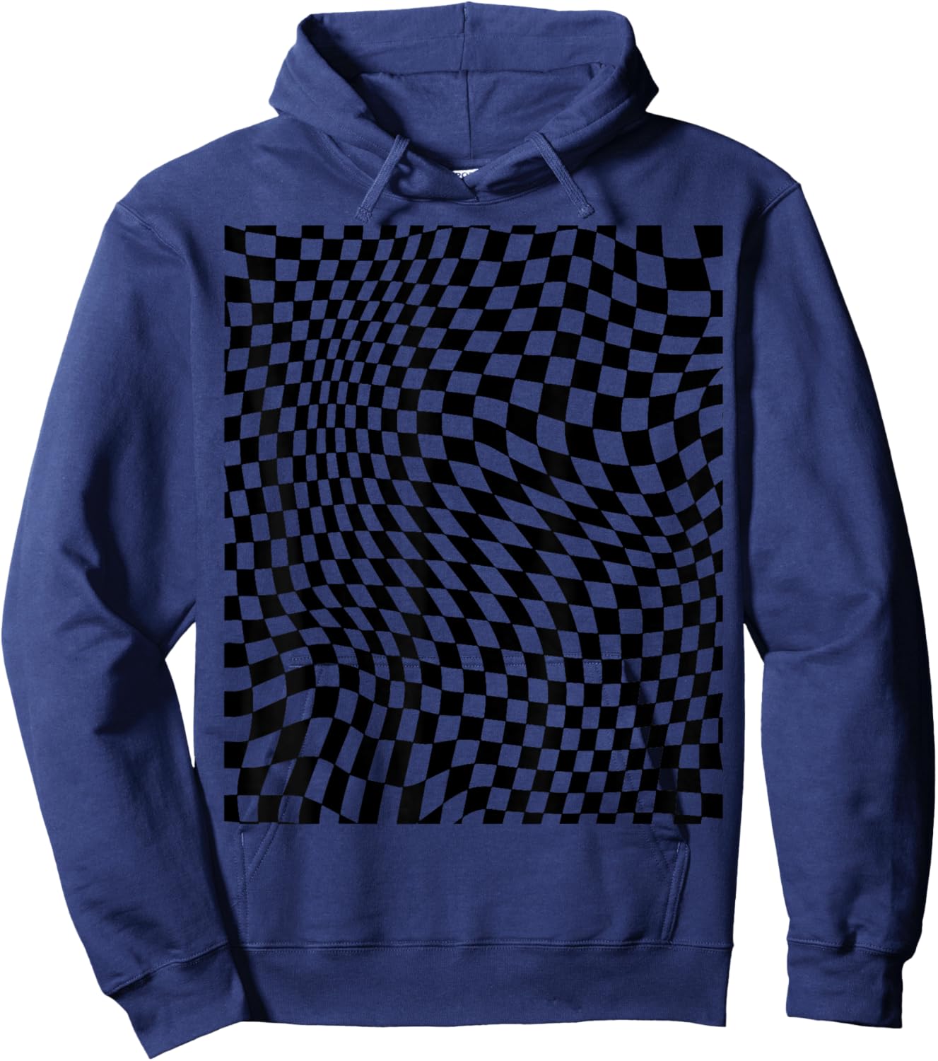 Aesthetic Black Checkered Hoodie - Hoodie | Navy