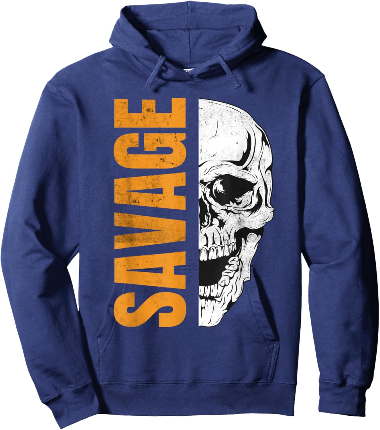 SAVAGE Skull Vintage Inspired Urban Streetwear Hoodie - Hoodie | Navy
