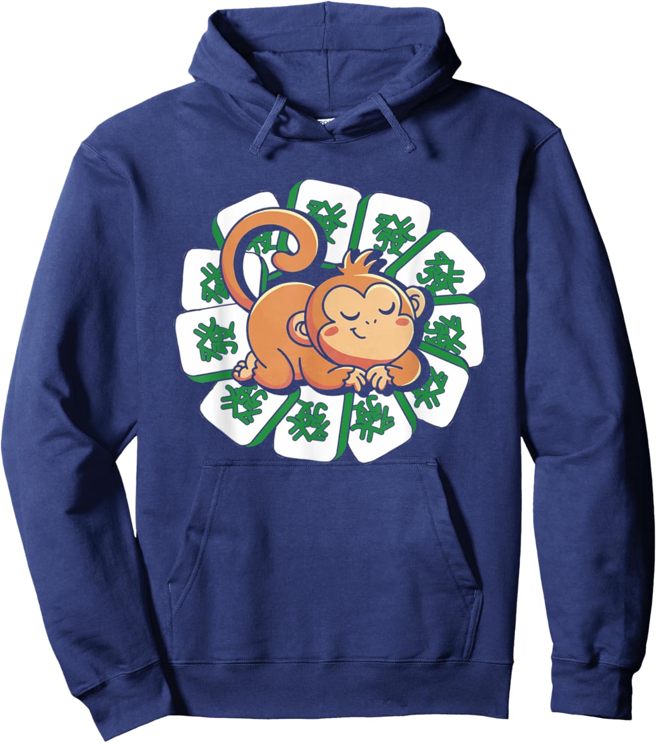Funny Monkey Mahjong Tiles | Mah-Jongg Player Hoodie - Hoodie | Navy