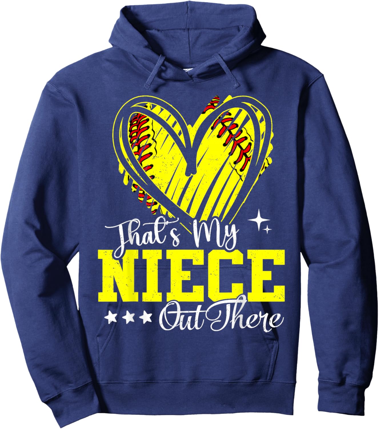 That's My Niece Out There Softball Heart Hoodie - Hoodie | Navy