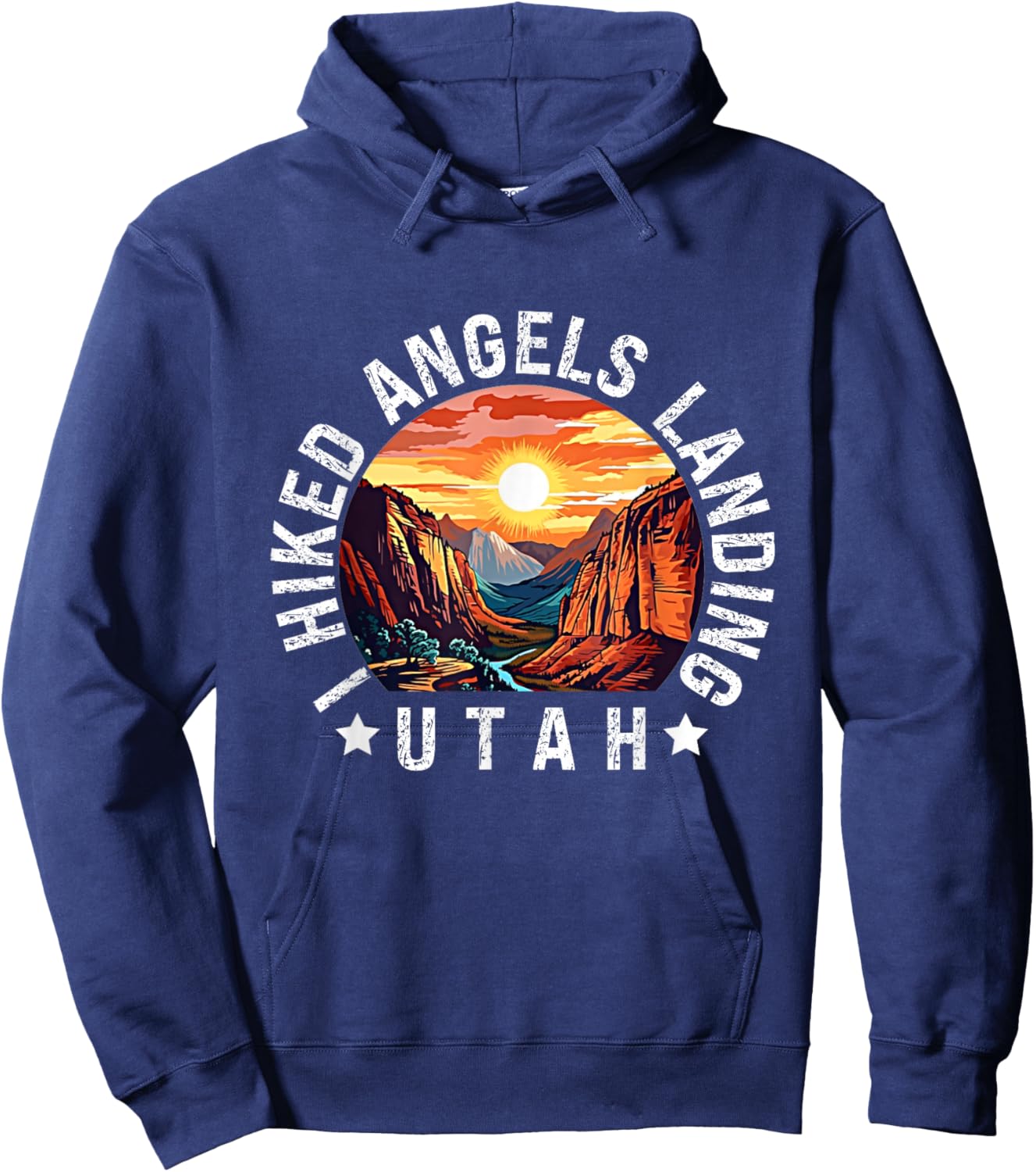 Retro Utah, I Hiked Angels Landing Hoodie - Hoodie | Navy
