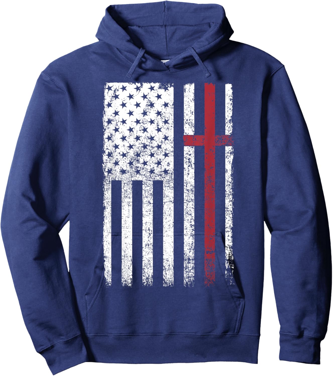 Christian US - USA Flag American Christ - Cross Hoodie - Hoodie | Navy