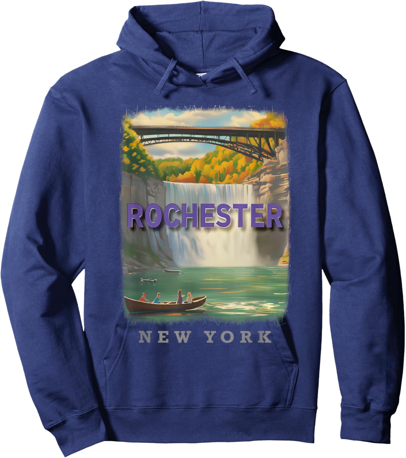 Rochester New York NY Waterfront Charm SD067 Hoodie - Hoodie | Navy