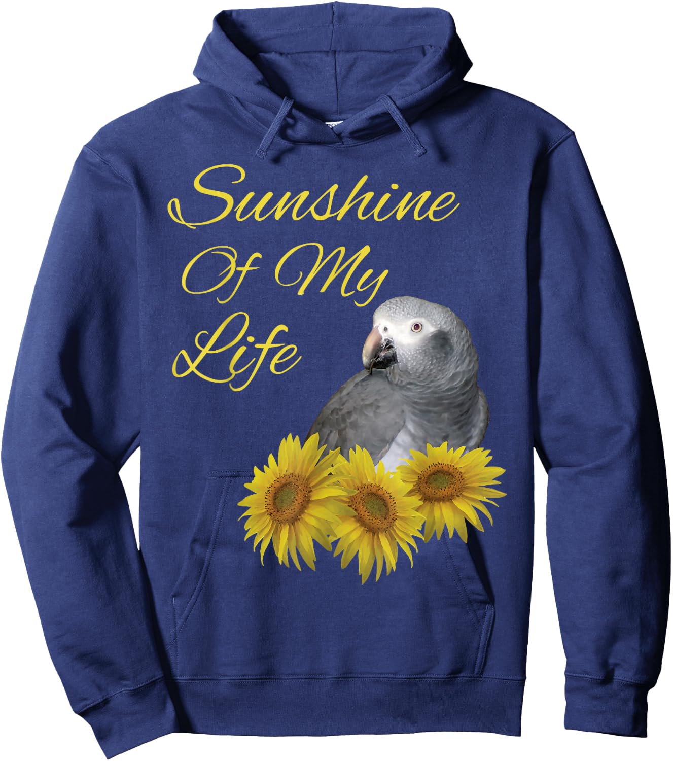 Timneh African Grey Parrot Sunshine Sunflower Hoodie - Hoodie | Navy