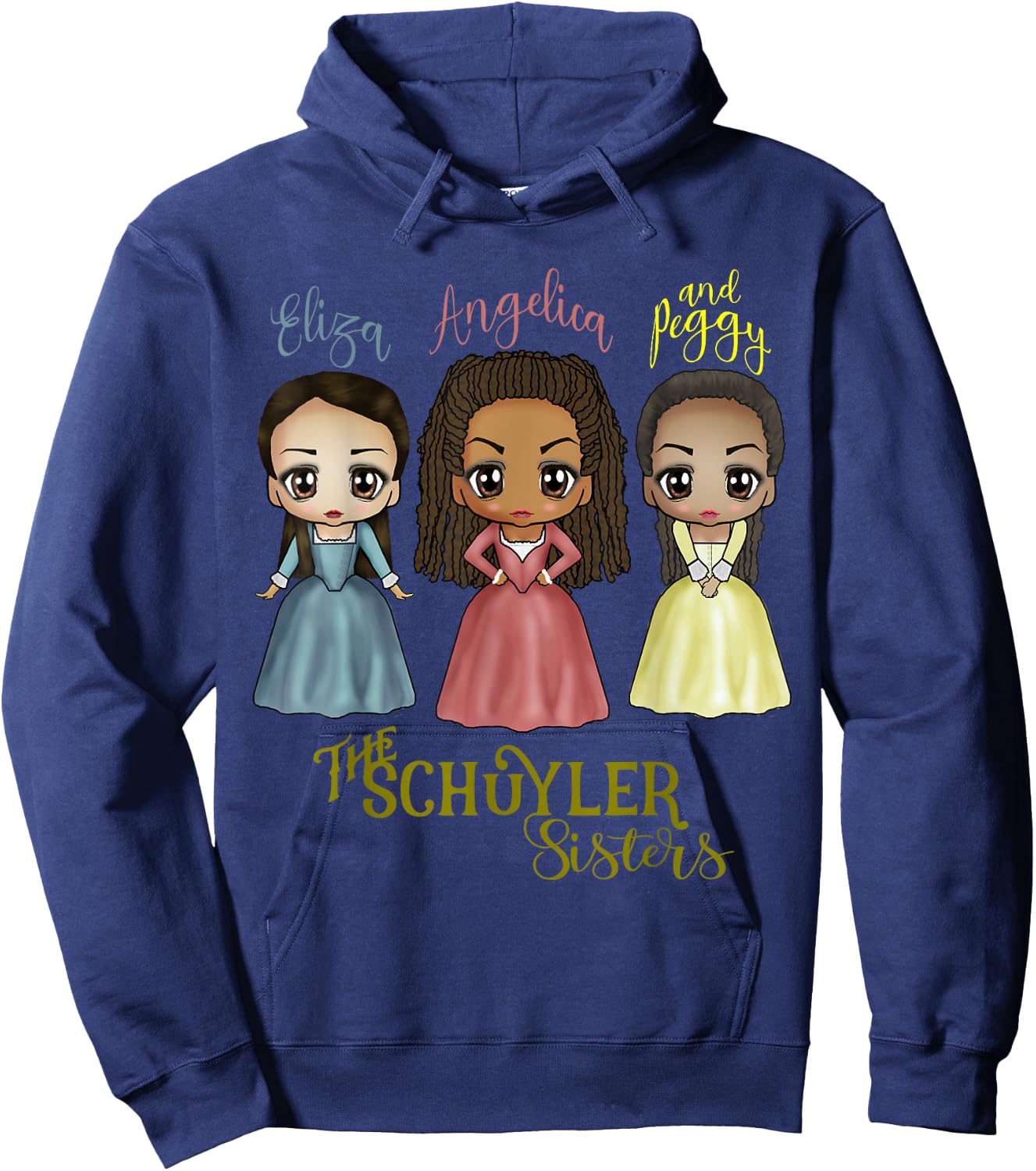 Schuyler Sisters - Kawaii Art by Mary Layton Hoodie - Hoodie | Navy