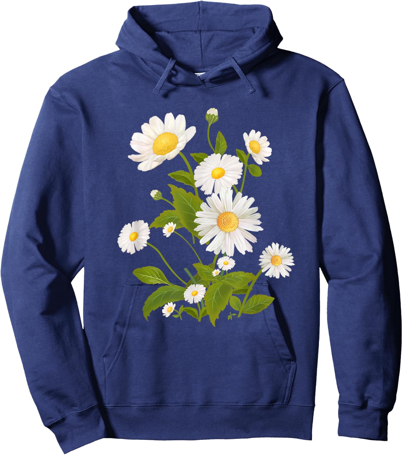 Daisy Print Shirt Marguerite Daisy Flower Hoodie - Hoodie | Navy