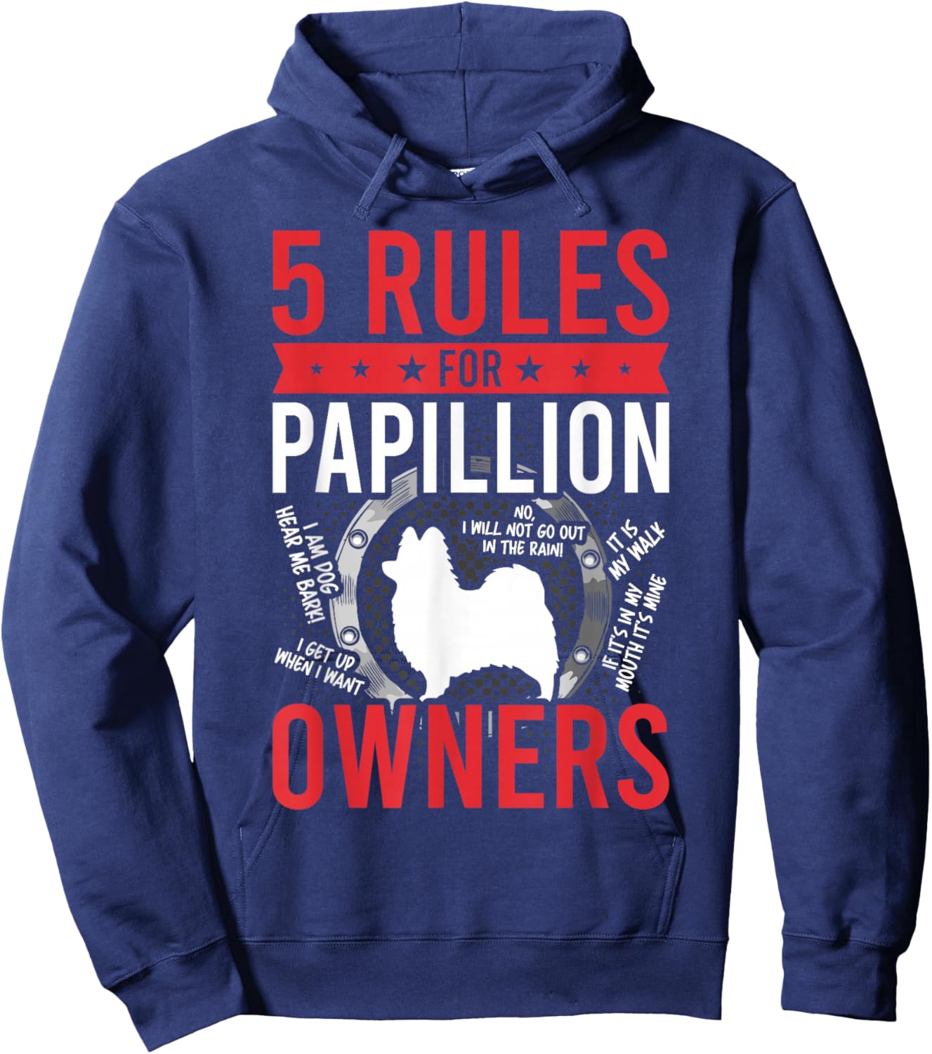 5 Rules for Papillion Dog Lover Hoodie - Hoodie | Navy