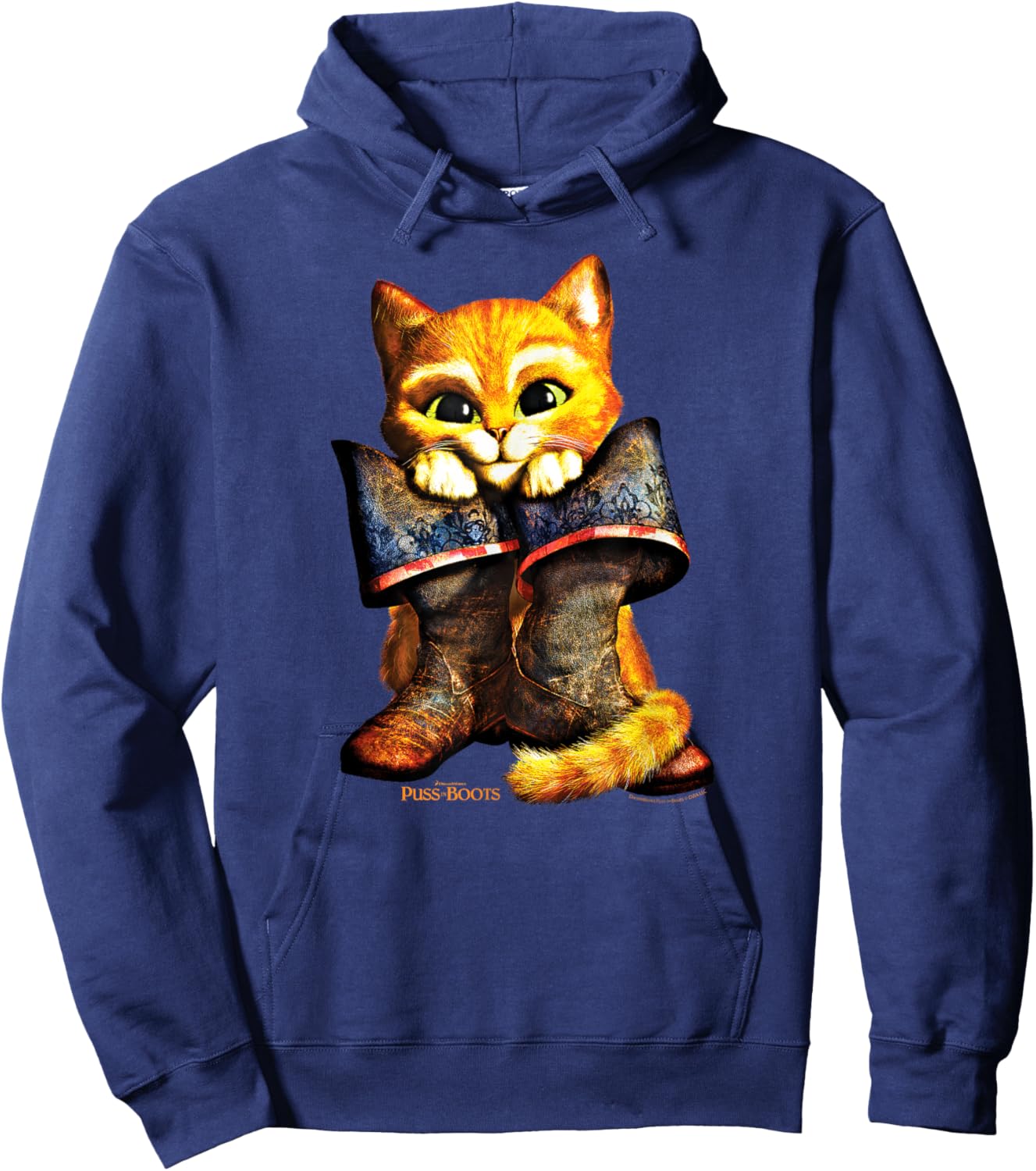 DreamWorks Puss in Boots with Boots , Black, S Hoodie - Hoodie | Navy