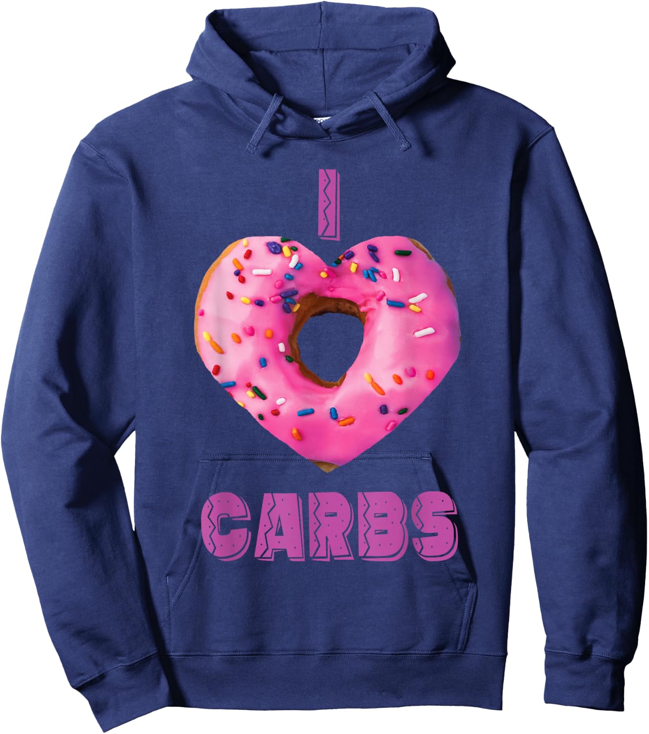 I Love Carbs Pink Hoodie - Hoodie | Navy
