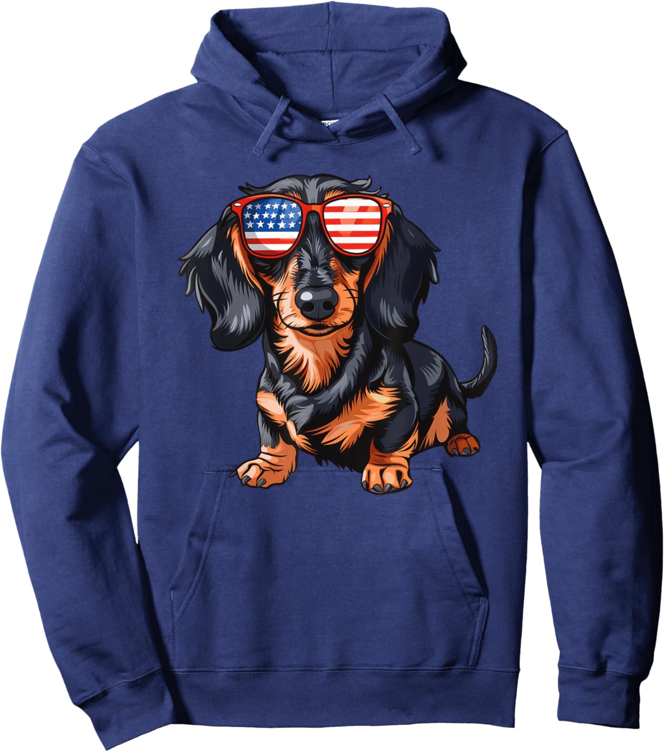 Dachshund Dog USA America Flag 4th of July Hoodie - Hoodie | Navy