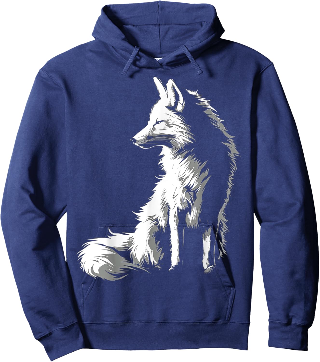 Fox Drawing Illustration Animal Art Graphic Fox Hoodie - Hoodie | Navy