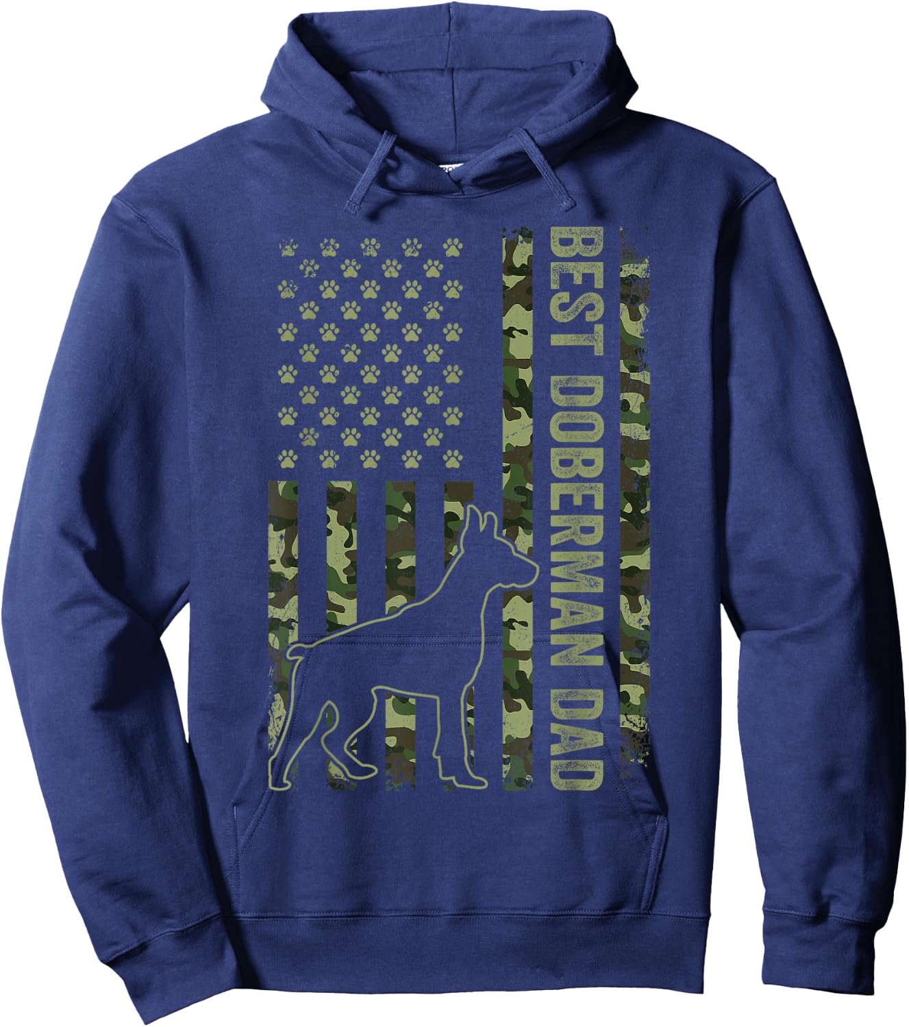 American Flag Best Doberman Dad Ever Dog Dad Hoodie - Hoodie | Navy