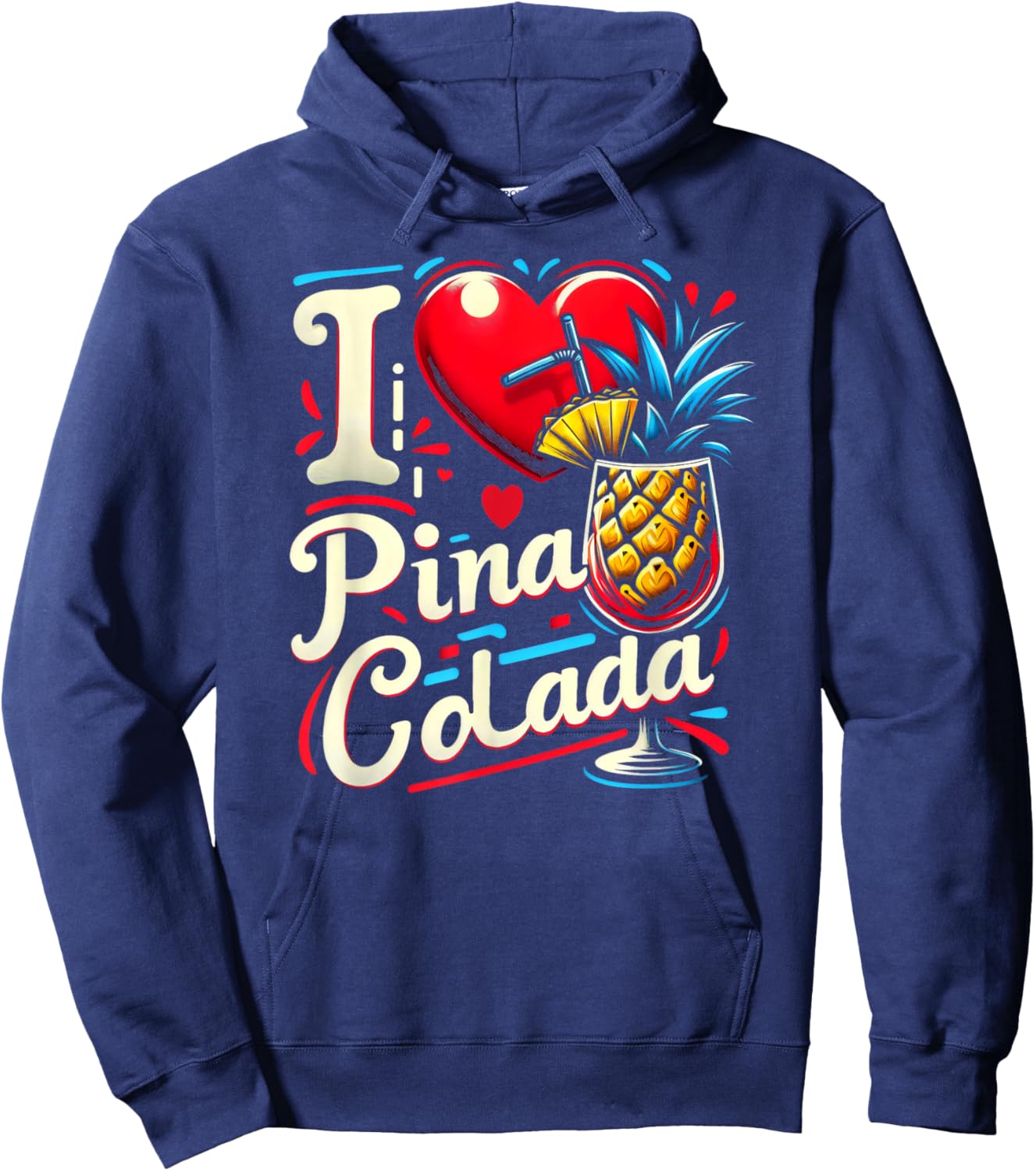 I Heart Pina Colada Tropical Drink Hoodie - Hoodie | Navy