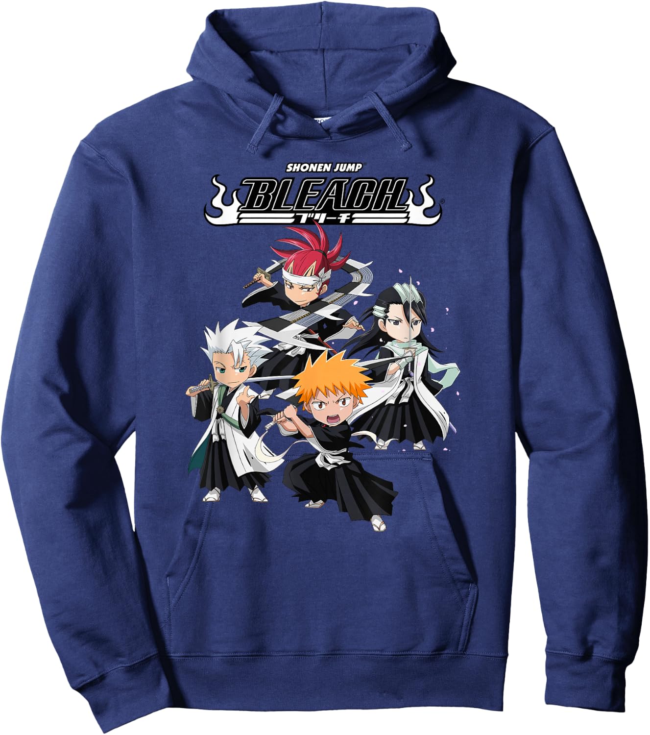 Bleach Super Group Chibi Fight Pose Anime Hoodie - Hoodie | Navy