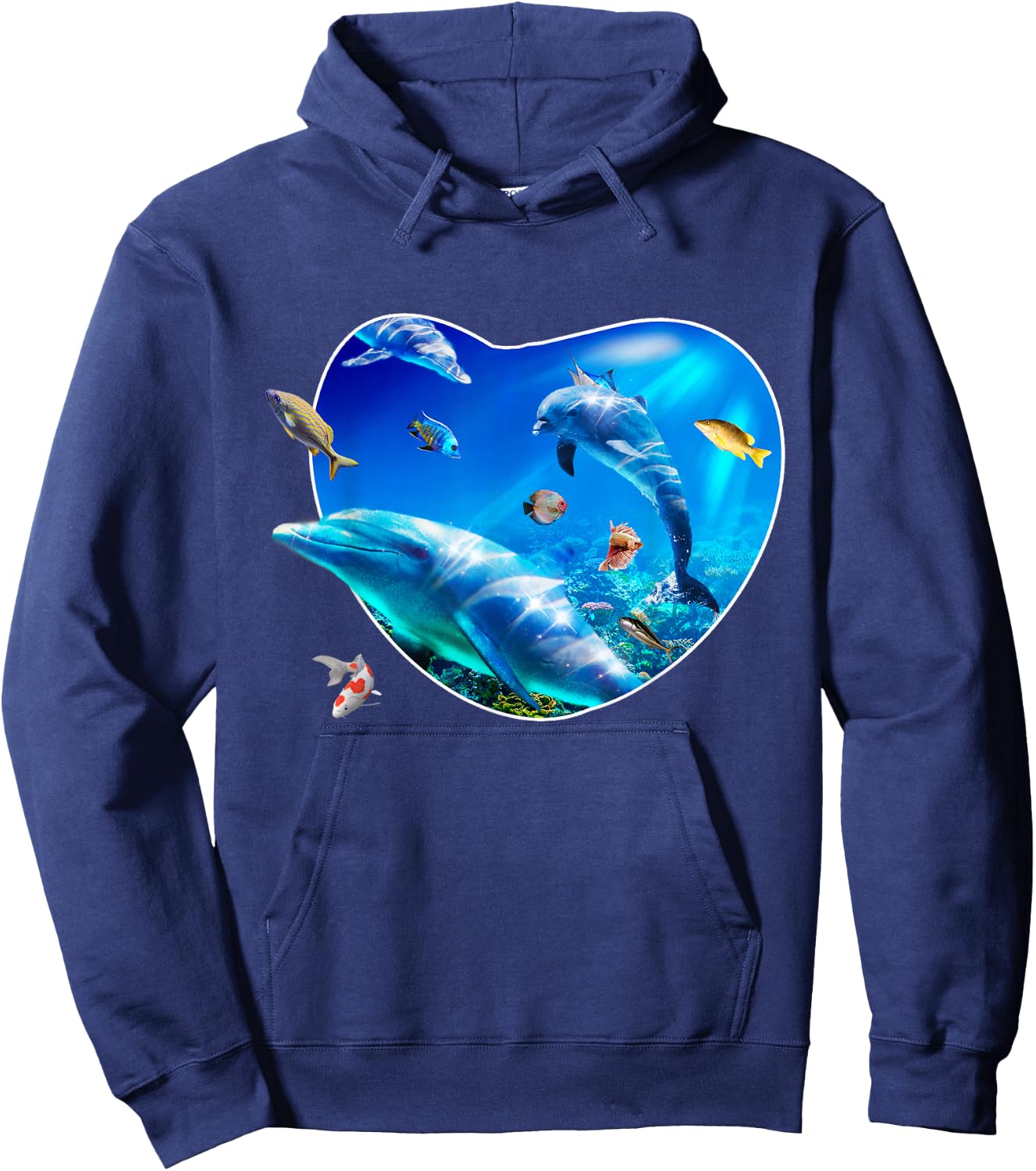 Dolphins Underwater Ocean Dolphin Coral Fish Hoodie - Hoodie | Navy