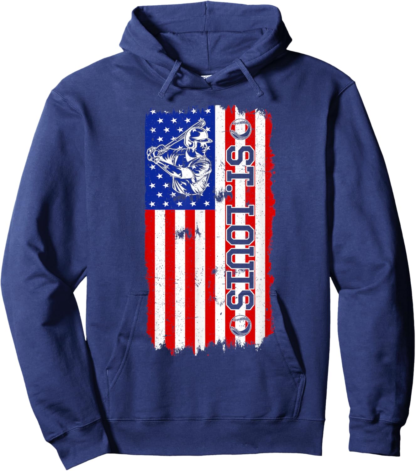 Vintage Style St. Louis Baseball and Men Hoodie - Hoodie | Navy