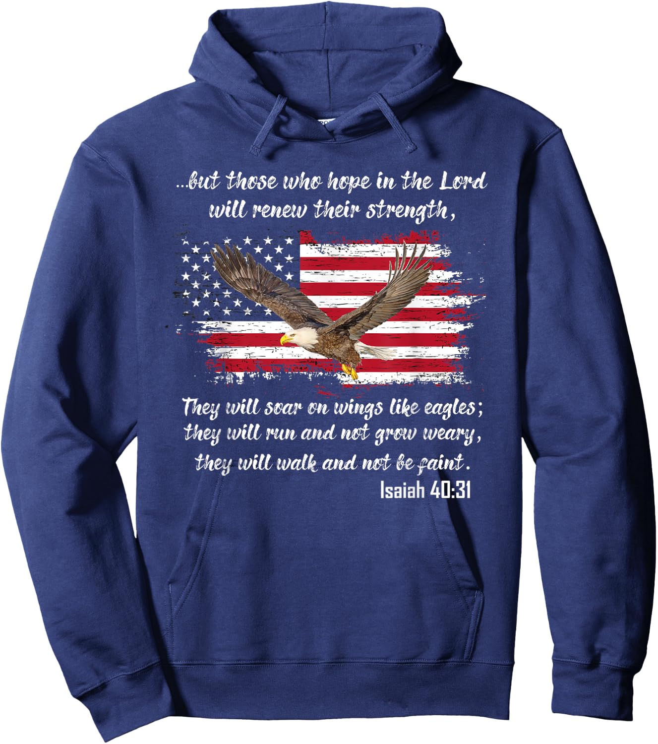 Isaiah 40:31 Holy Bible Verse Scripture Shirt Hoodie - Hoodie | Navy