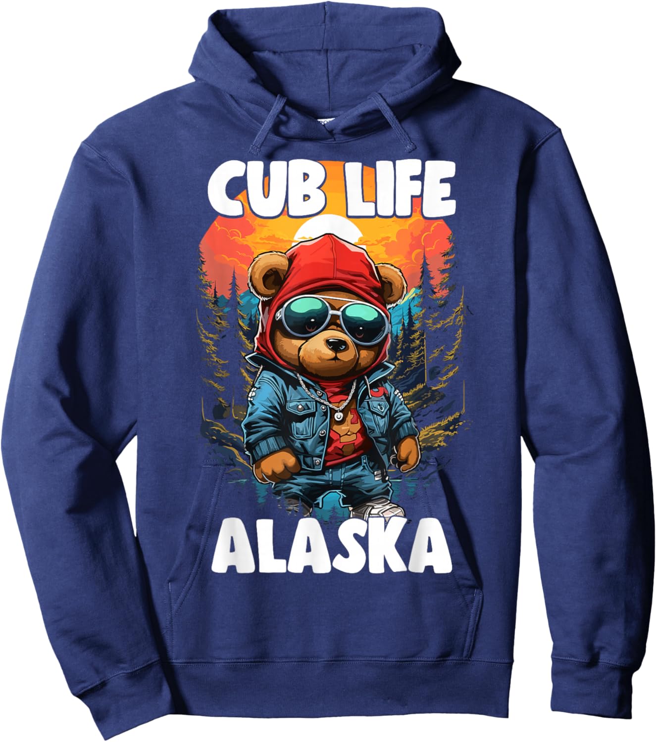 Alaska Grizzly Brown Bear Cub For Kids Women Hoodie - Hoodie | Navy