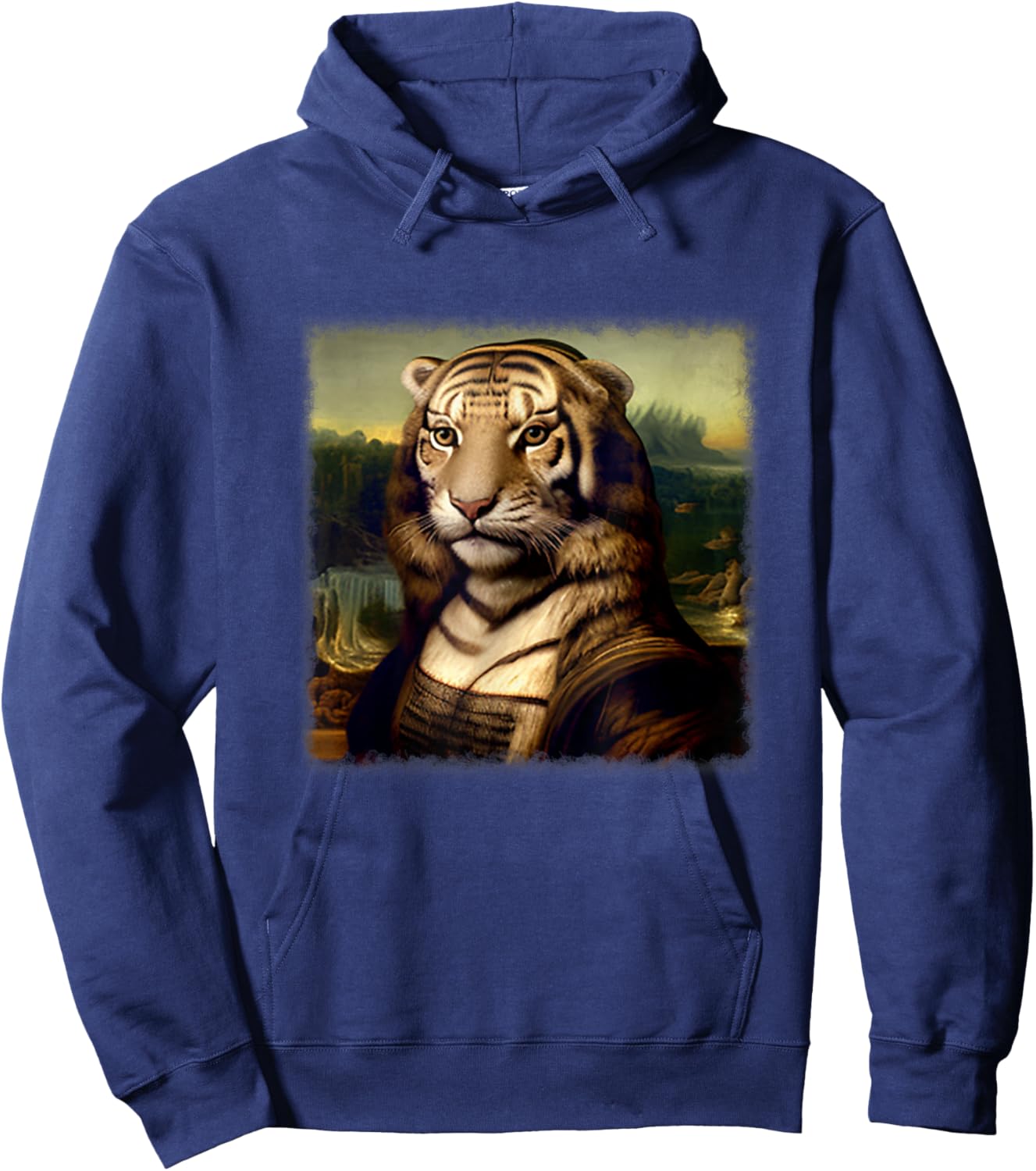 Mona Lisa with Tiger Head Hoodie - Hoodie | Navy