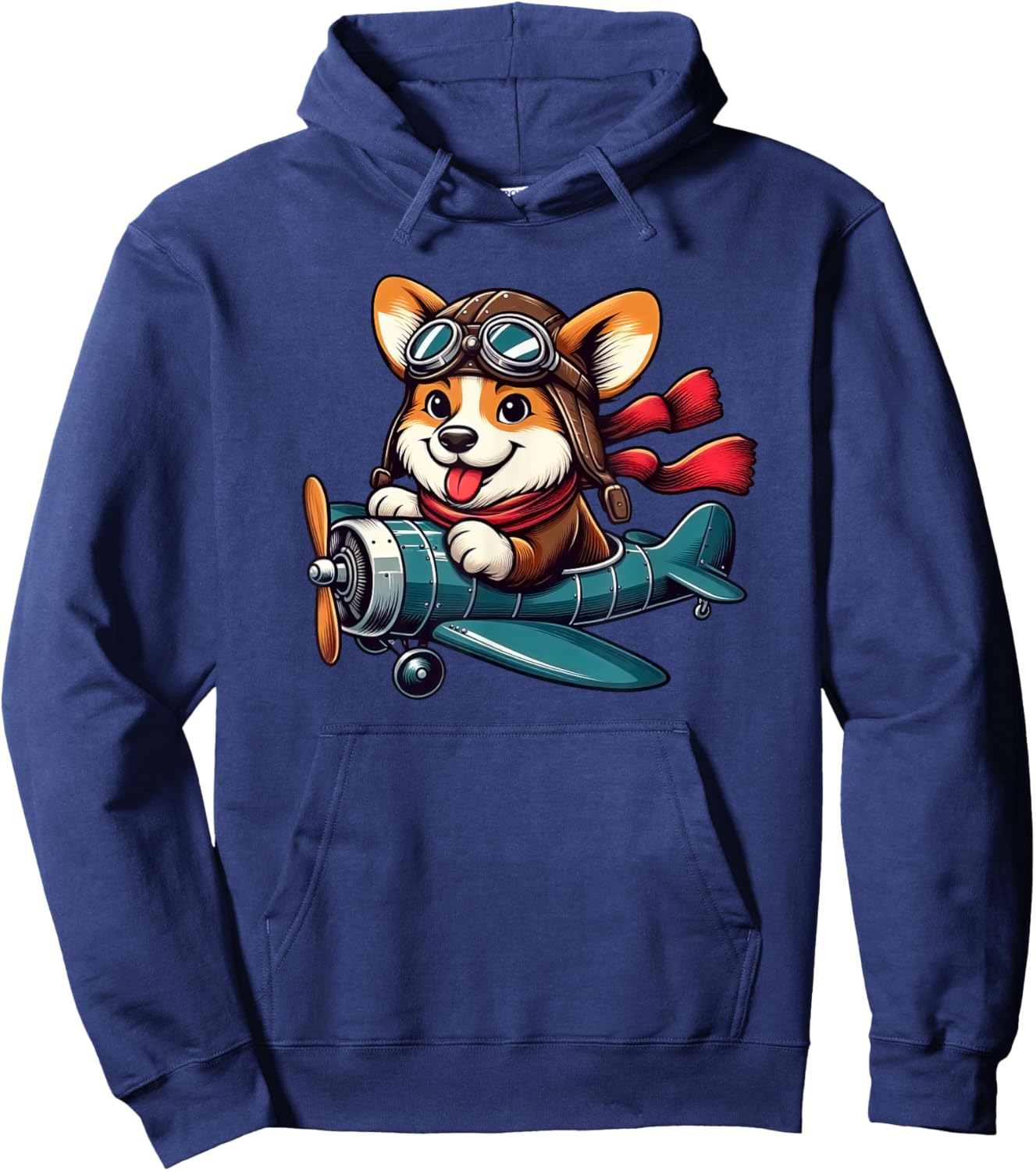 Corgi Pilot Dog Funny Aviator Hoodie - Hoodie | Navy