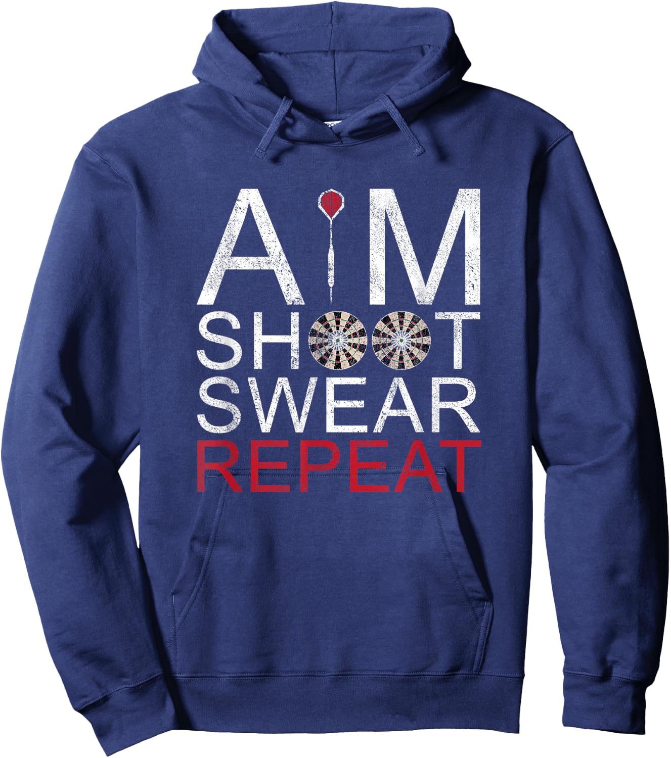 Aim Shoot Swear Repeat Darts Retro Vintage Gift Hoodie - Hoodie | Navy