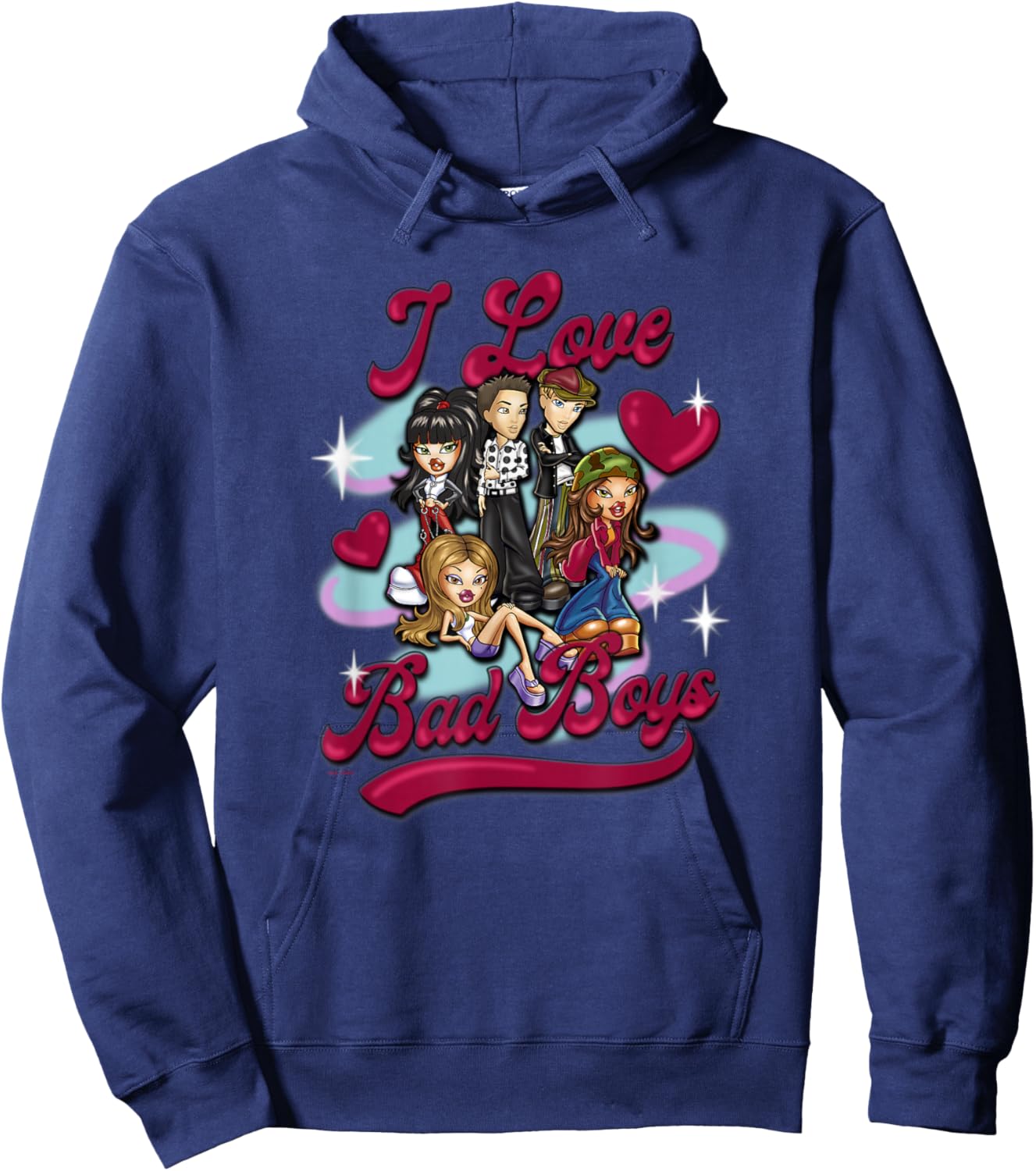 Bratz I Love Bad Boys Valentine's Day Airbrush Hoodie - Hoodie | Navy