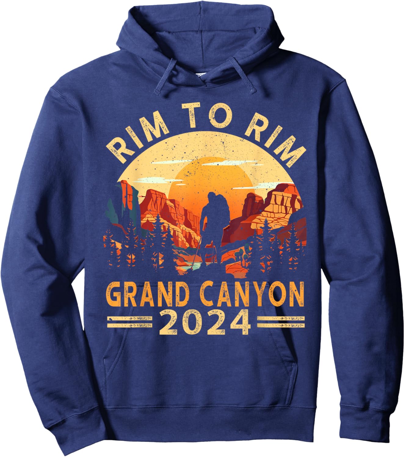 South Rim To North Rim Grand Canyon 2024 Hiking Hoodie - Hoodie | Navy