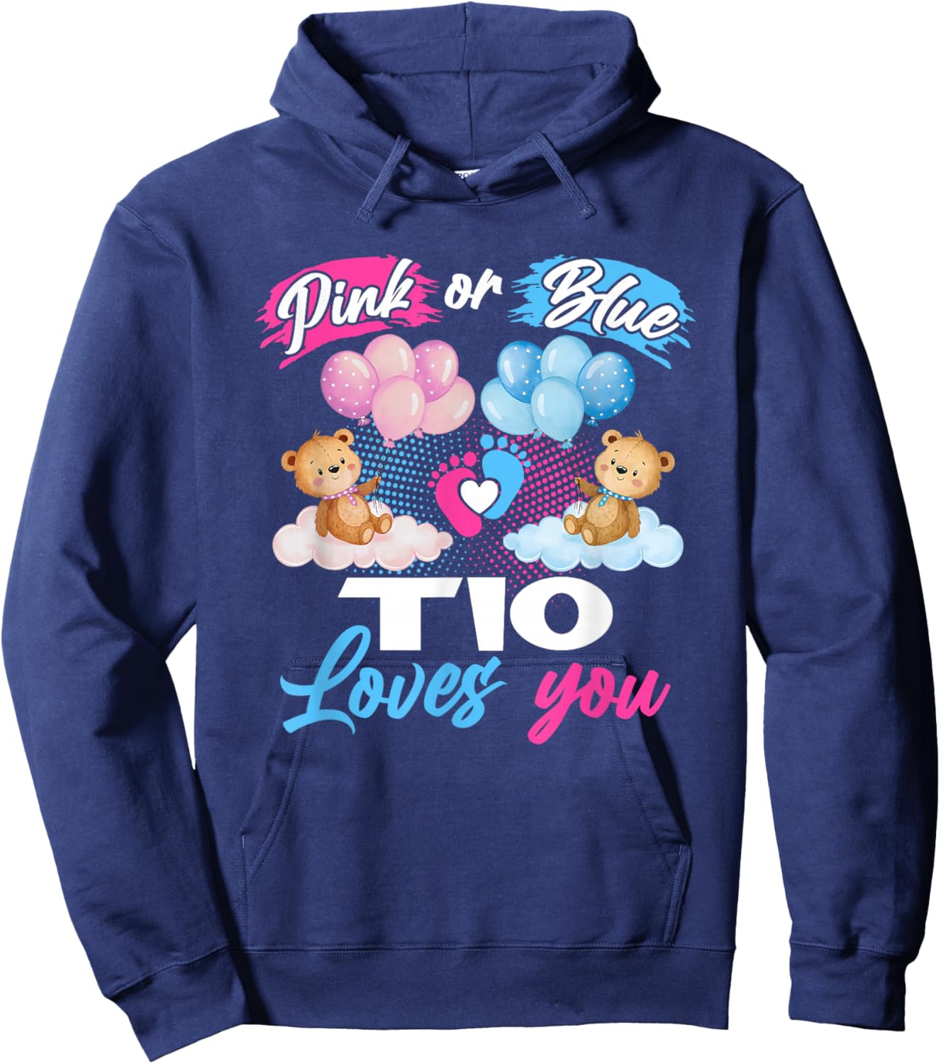 Bears Pink Or Blue TIO Loves You Gender Reveal Hoodie - Hoodie | Navy