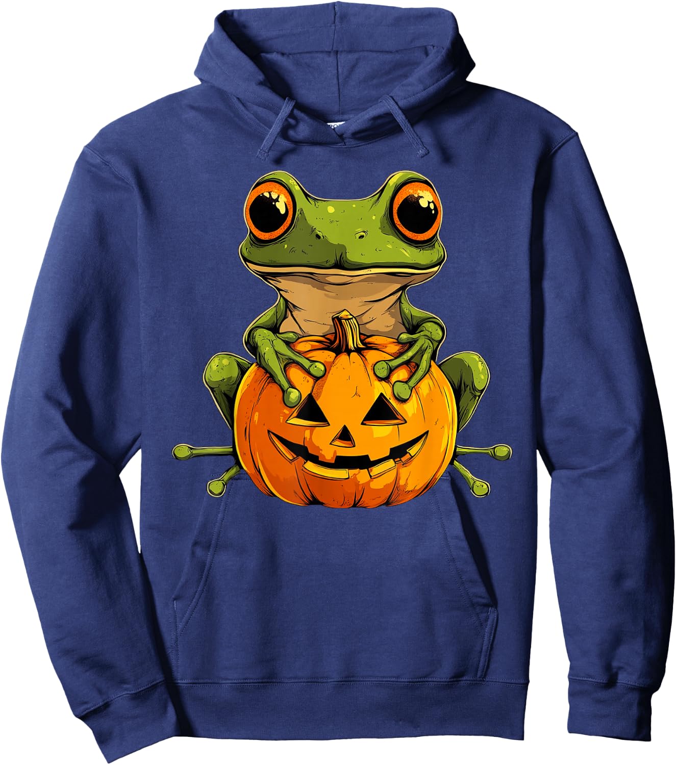 Cute Frog Jack O Lantern Pumpkin Halloween Hoodie - Hoodie | Navy