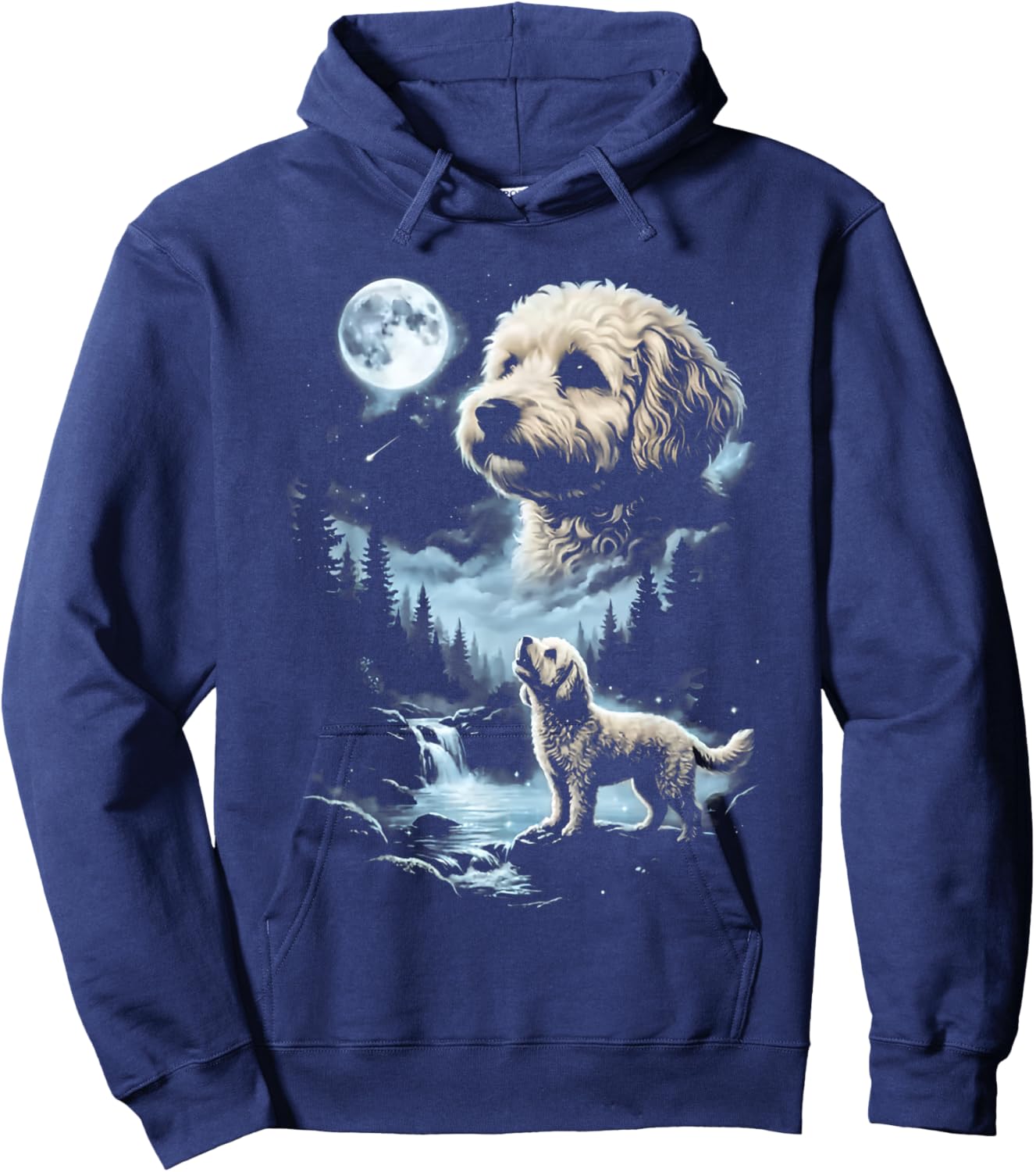 Maltipoo Howling to the Moon Hoodie - Hoodie | Navy