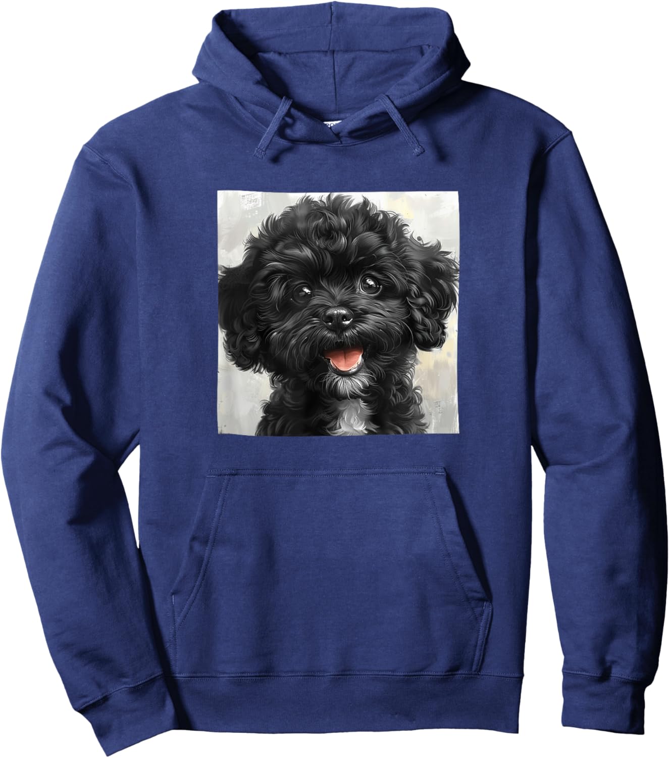 Black Poodle Puppy Laughing Graphic Hoodie - Hoodie | Navy
