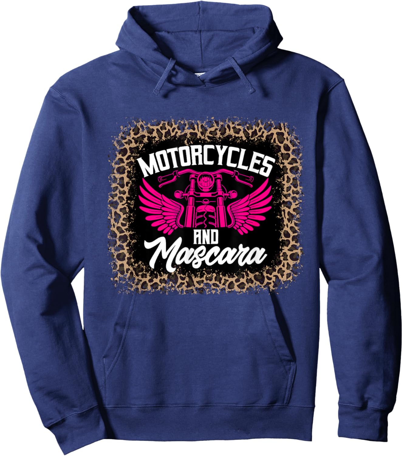 Motorcycle And Mascara Shirt Leopard Print Hoodie - Hoodie | Navy