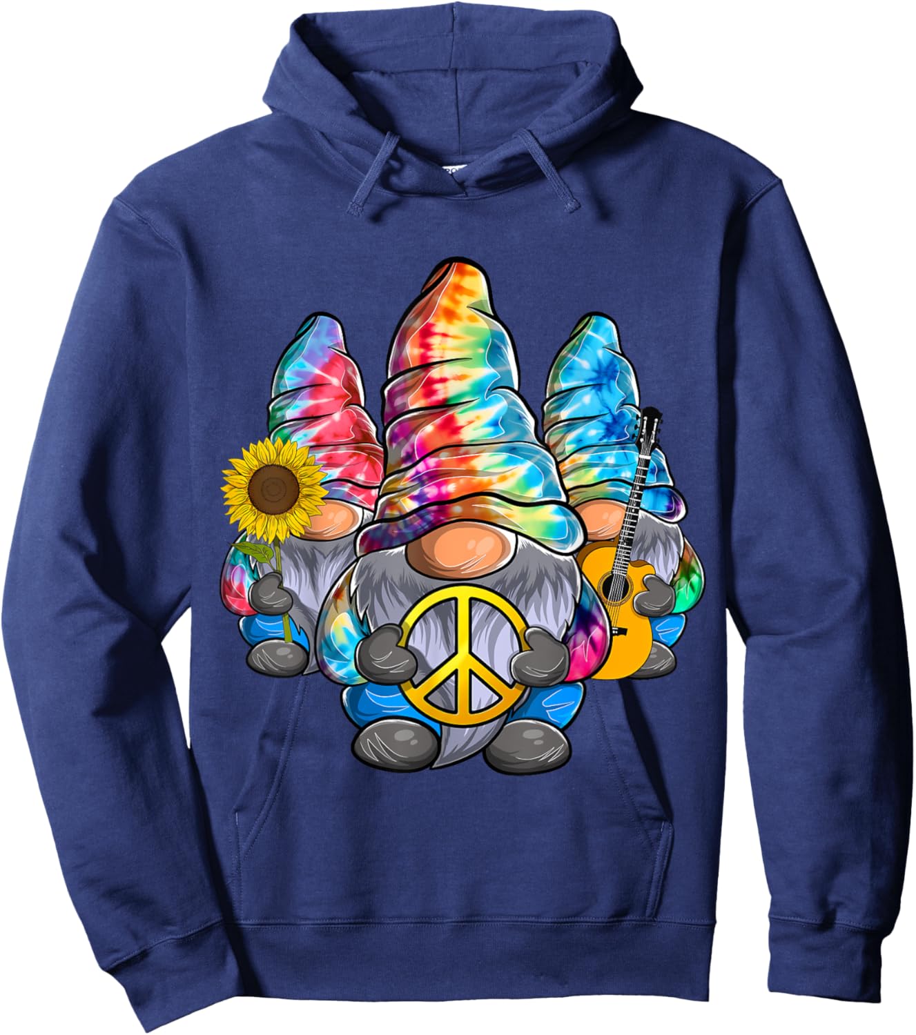 Three Hippie Gnomes Tie Dye funny design Women Hoodie - Hoodie | Navy