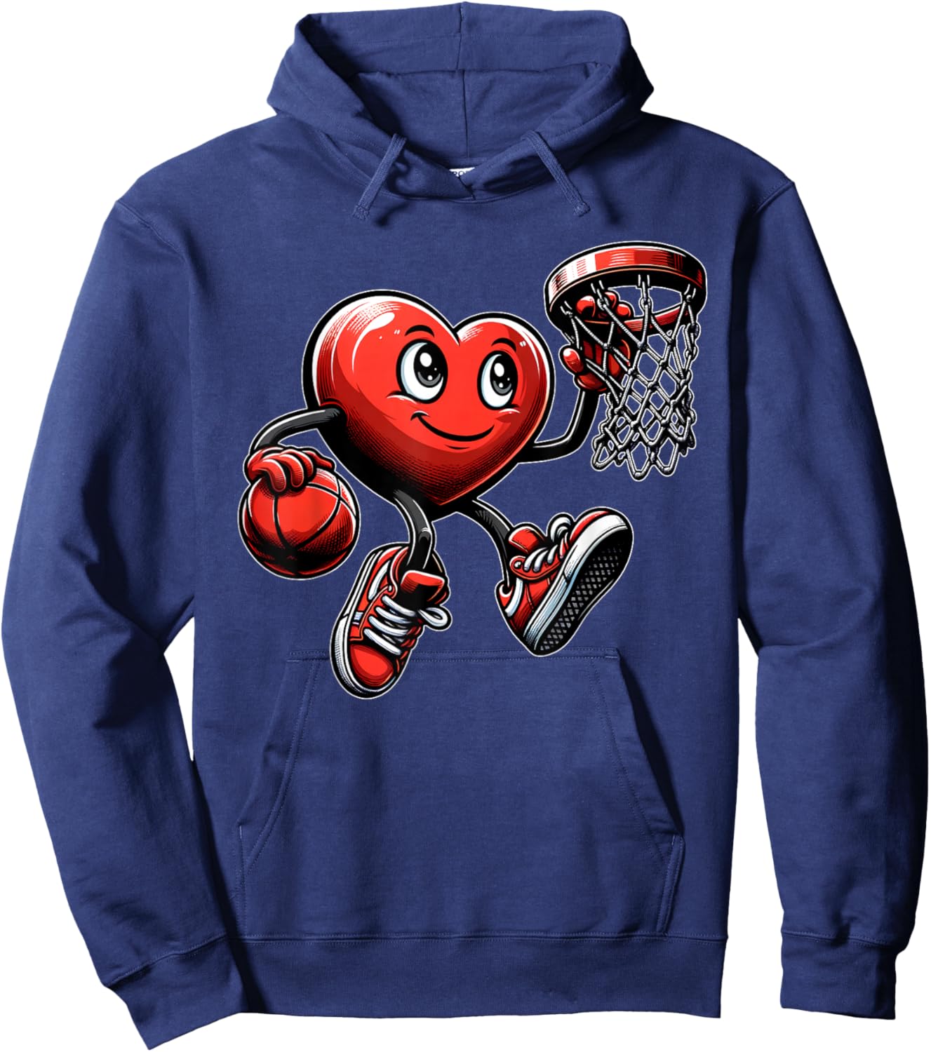 Valentine's Day Heart Basketball Team Player Hoodie - Hoodie | Navy
