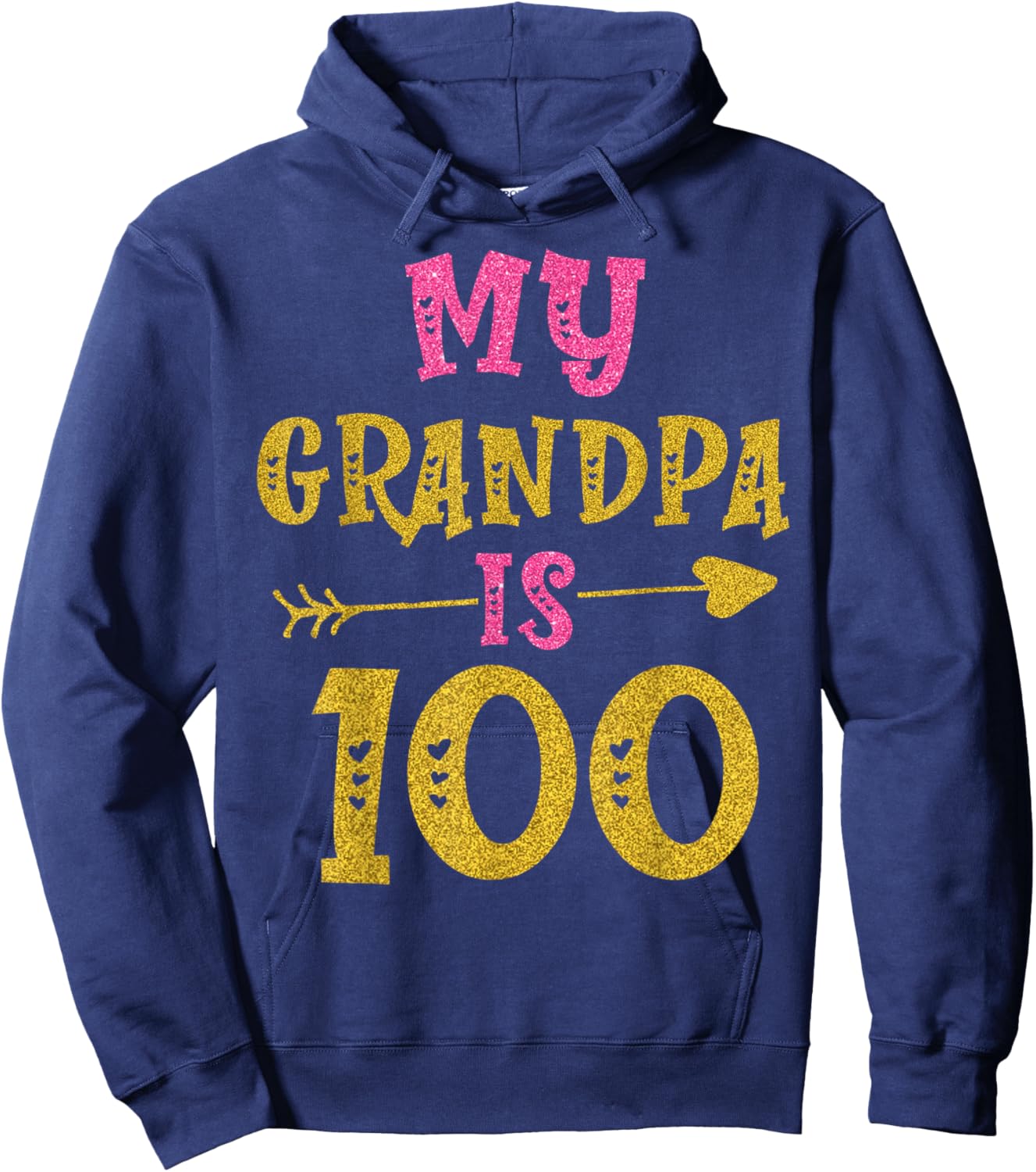 Hearts 100th Bday For Grandpa From Grandchild Hoodie - Hoodie | Navy